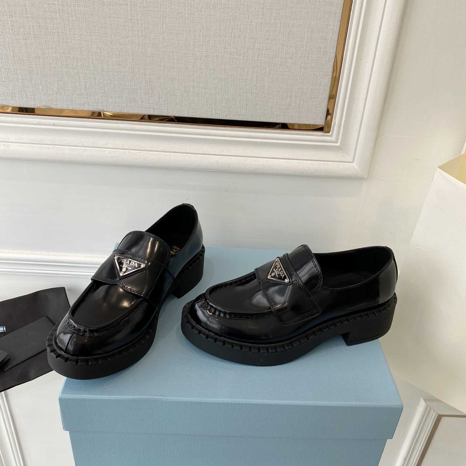 Prada Chocolate Patent Leather Loafers - everydesigner