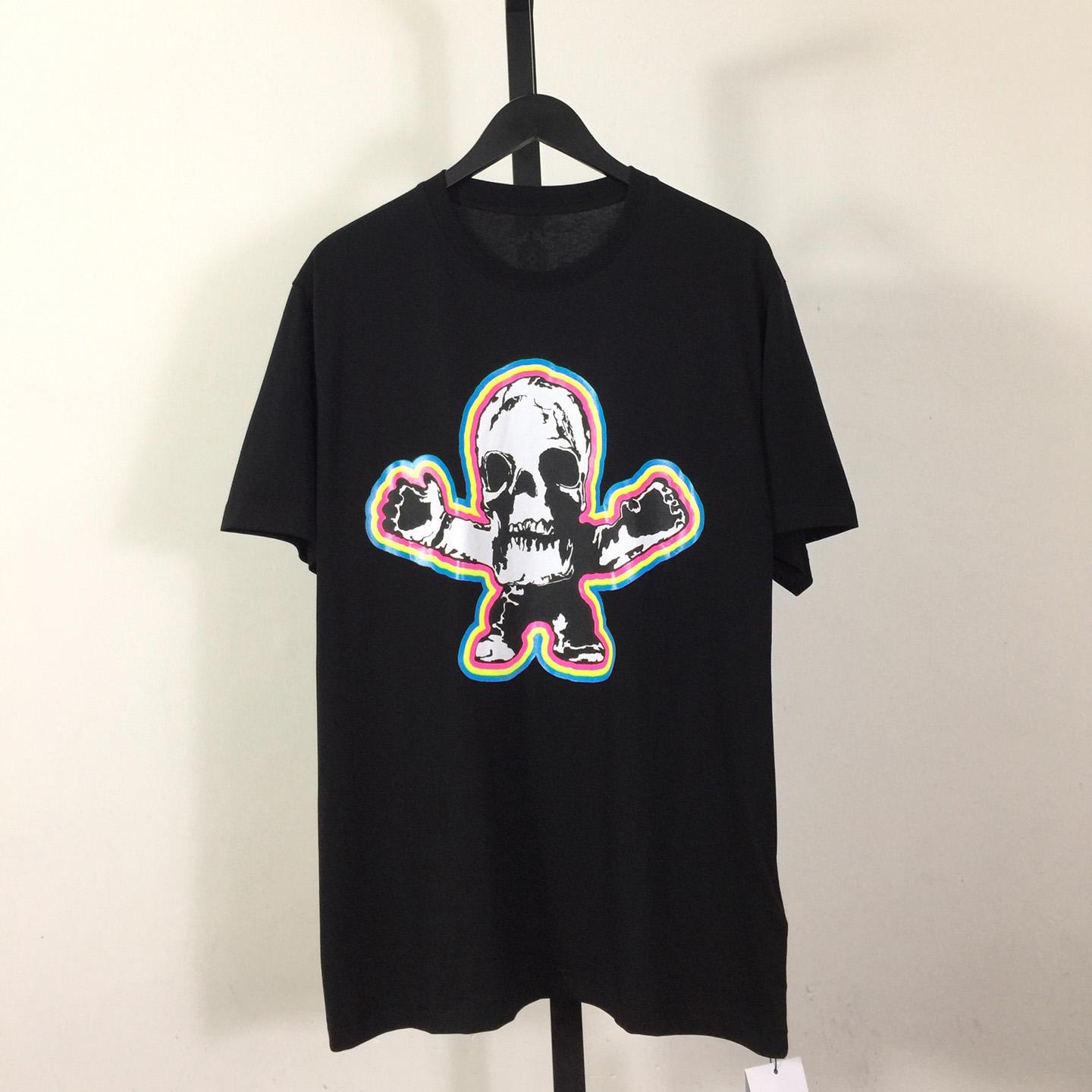 Chrome Hearts x Foti Black & Rainbow Outlined Skull T-Shirt - everydesigner