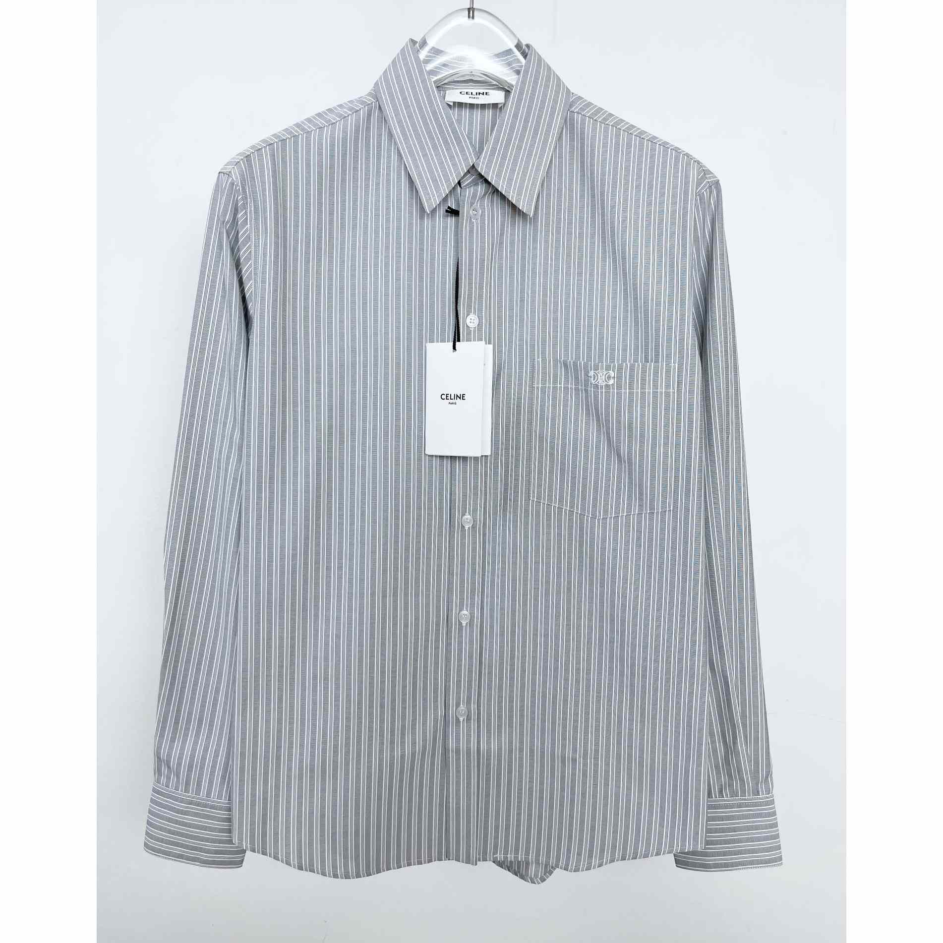 Celine Oversized Shirt In Striped Cotton - everydesigner