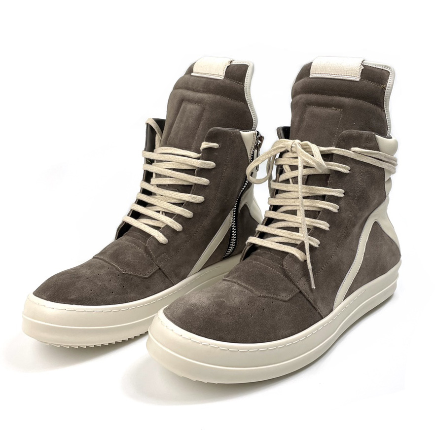 Rick Owens Geobasket Lace-up Suede High-top Trainers - everydesigner