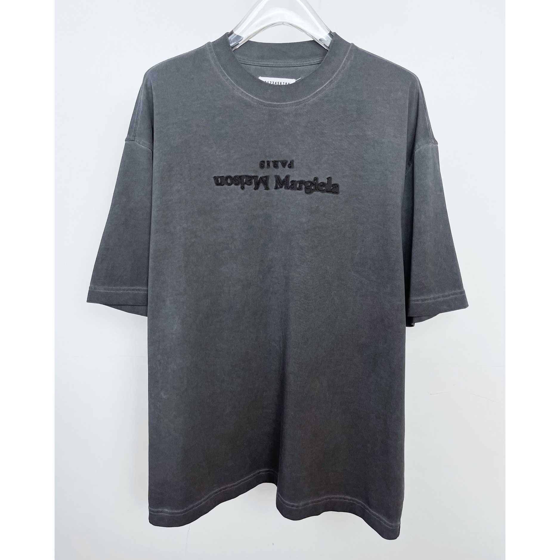 Maison Margiela Faded Logo T-Shirt In Washed Black - everydesigner