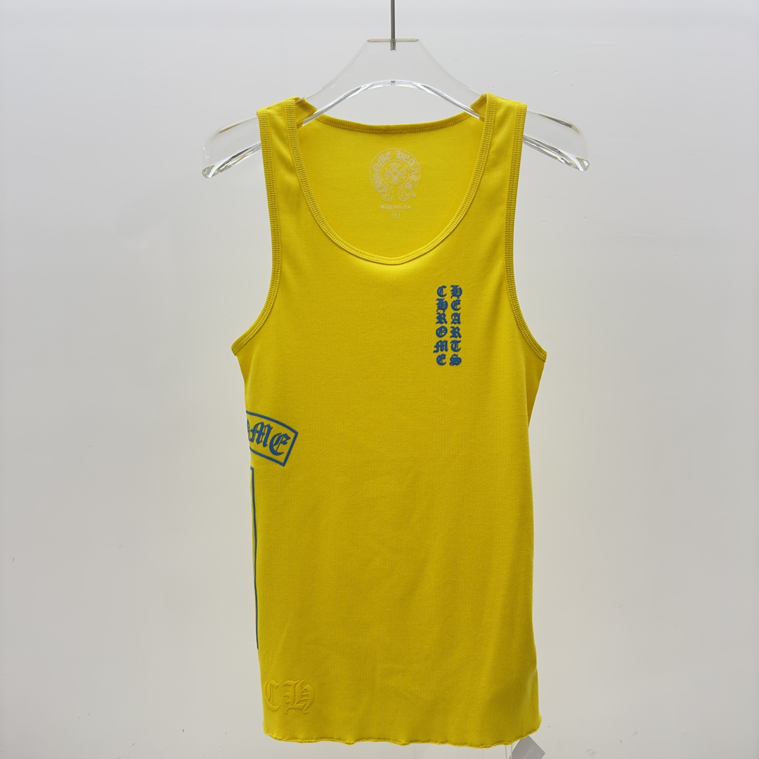 Chrome Hearts Yellow Vertical Logo Tank Top - everydesigner