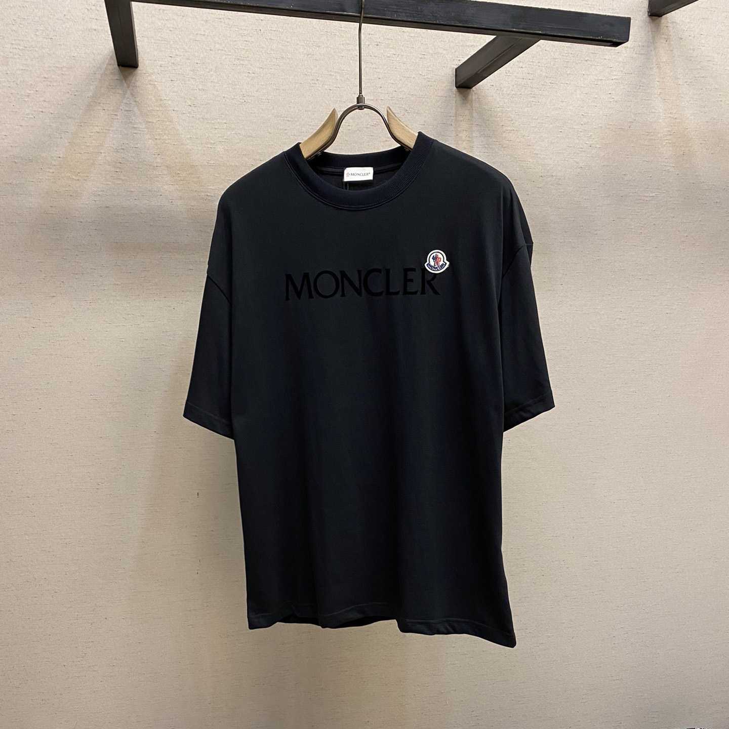 Moncler Navy Flocked T-Shirt - everydesigner