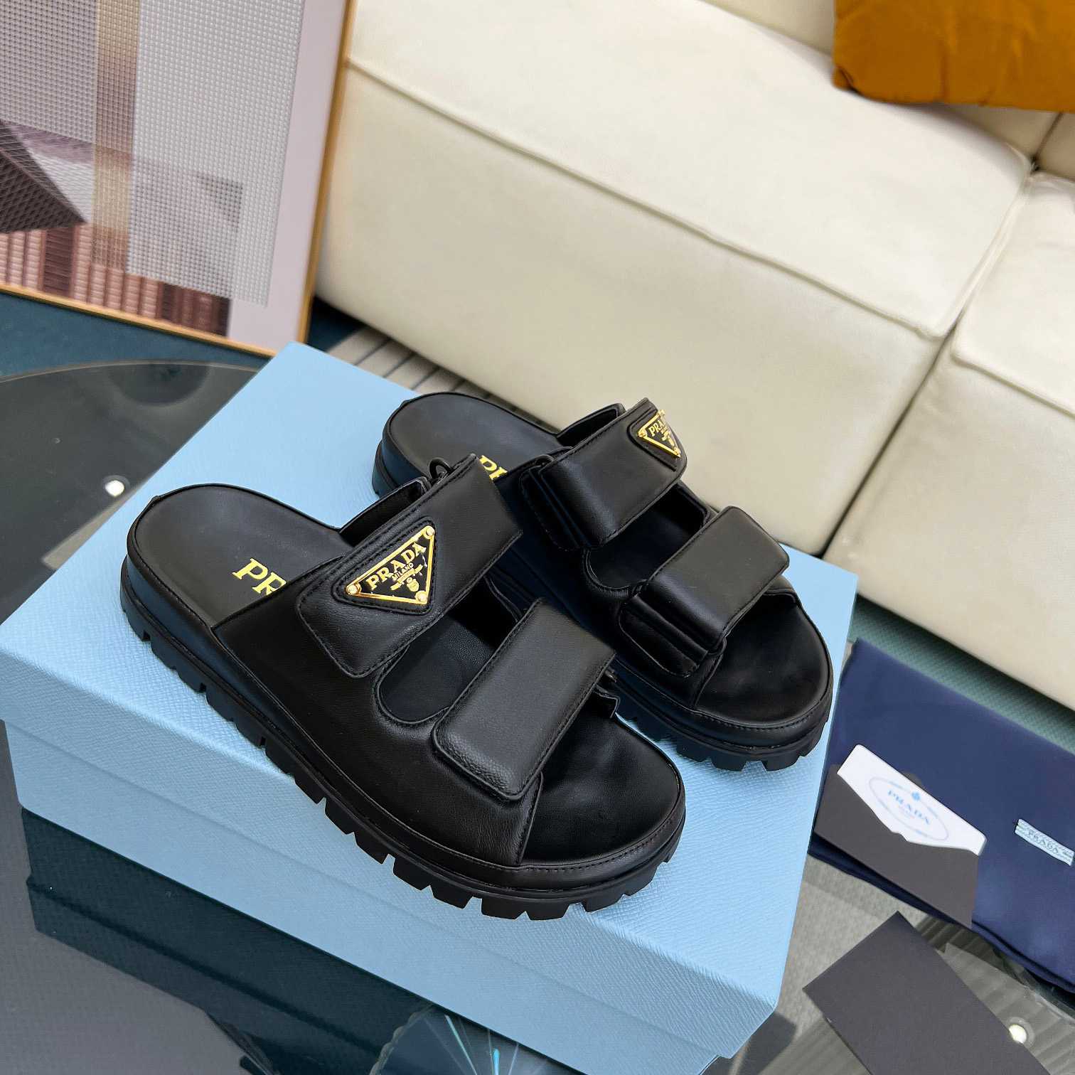 Prada Nappa Leather Slides - everydesigner