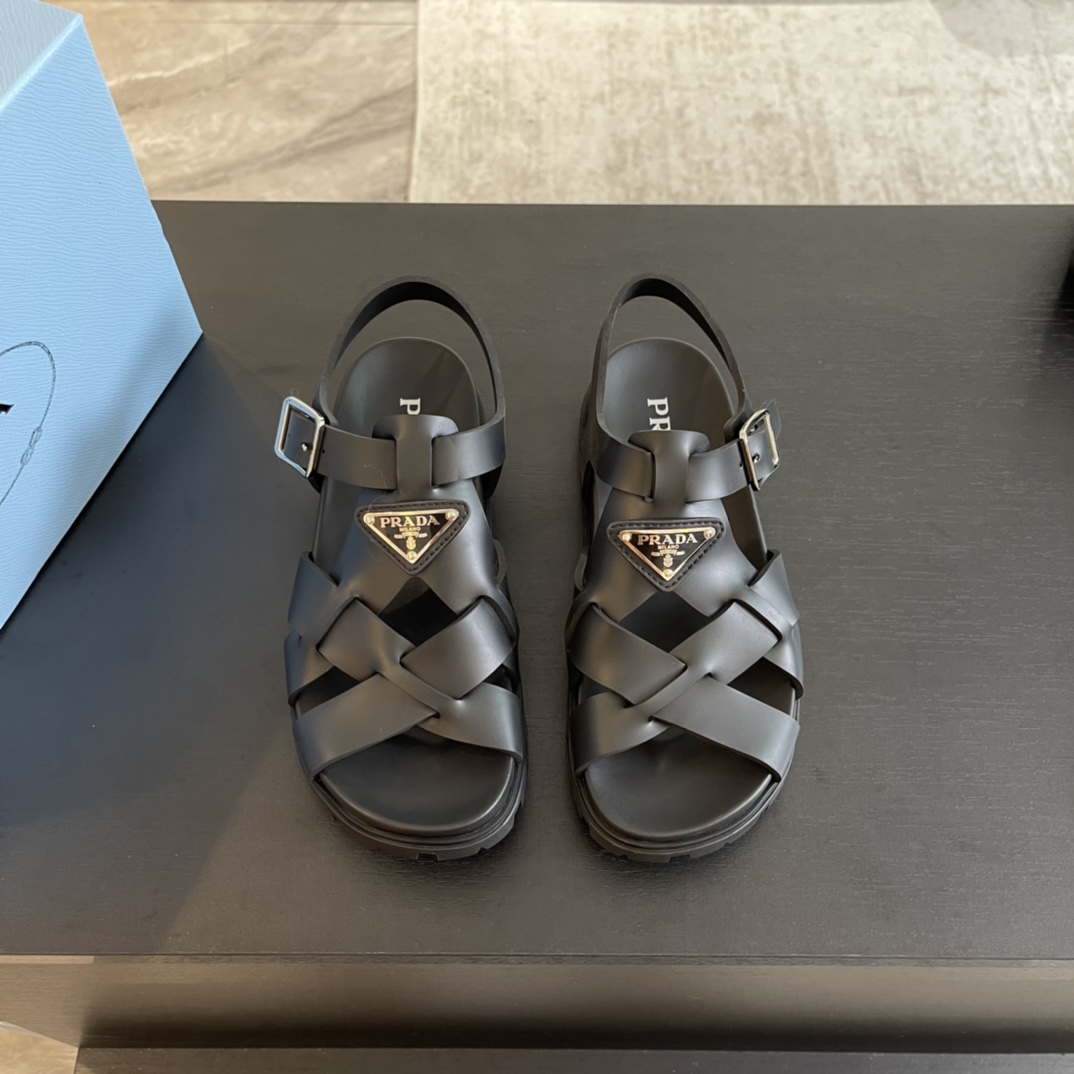 Prada Crisscross Rubber Sandals - everydesigner