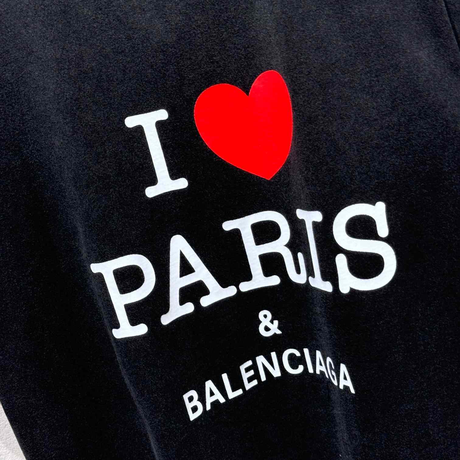 Balenciaga I Love Paris & Balenciaga T-Shirt Medium Fit In Black Faded - everydesigner