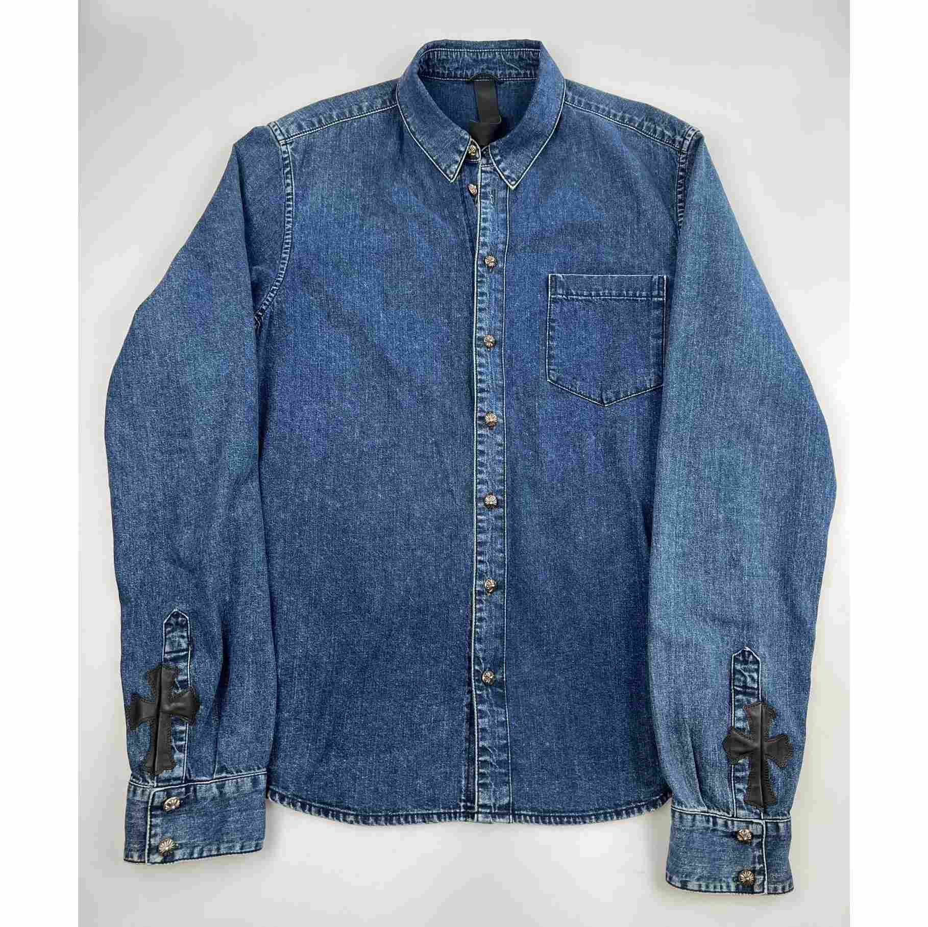 Chrome Heart Denim Button Up Shirt - everydesigner