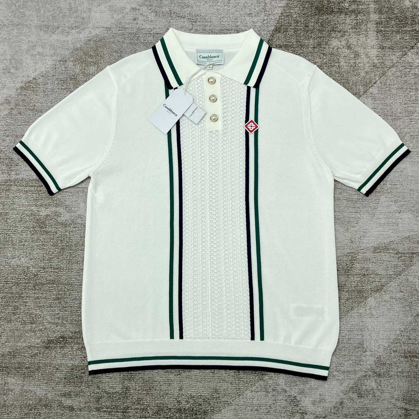 Casablanca Tennis Club Ribbed-knit Polo Shirt   D0043 - everydesigner