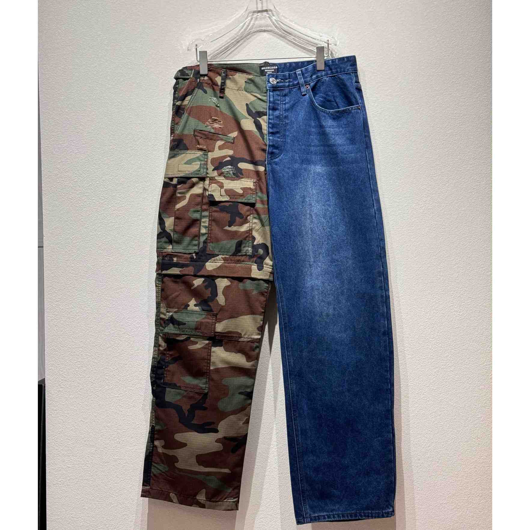 Balenciaga Dark Camo Hybrid Baggy Pants In Dark Blue  - everydesigner