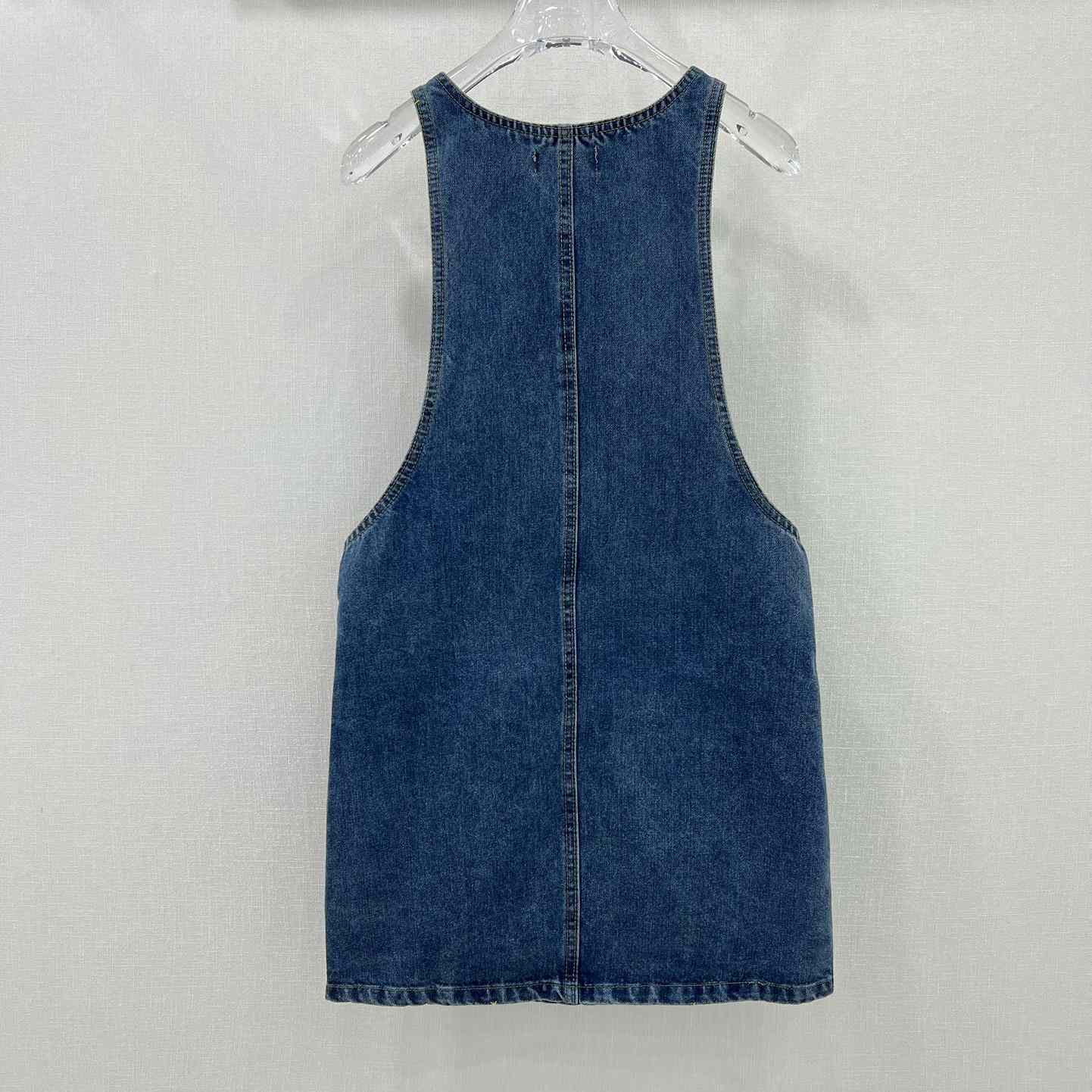 Celine Dungarees Mini Dress In Union Wash Denim  - everydesigner