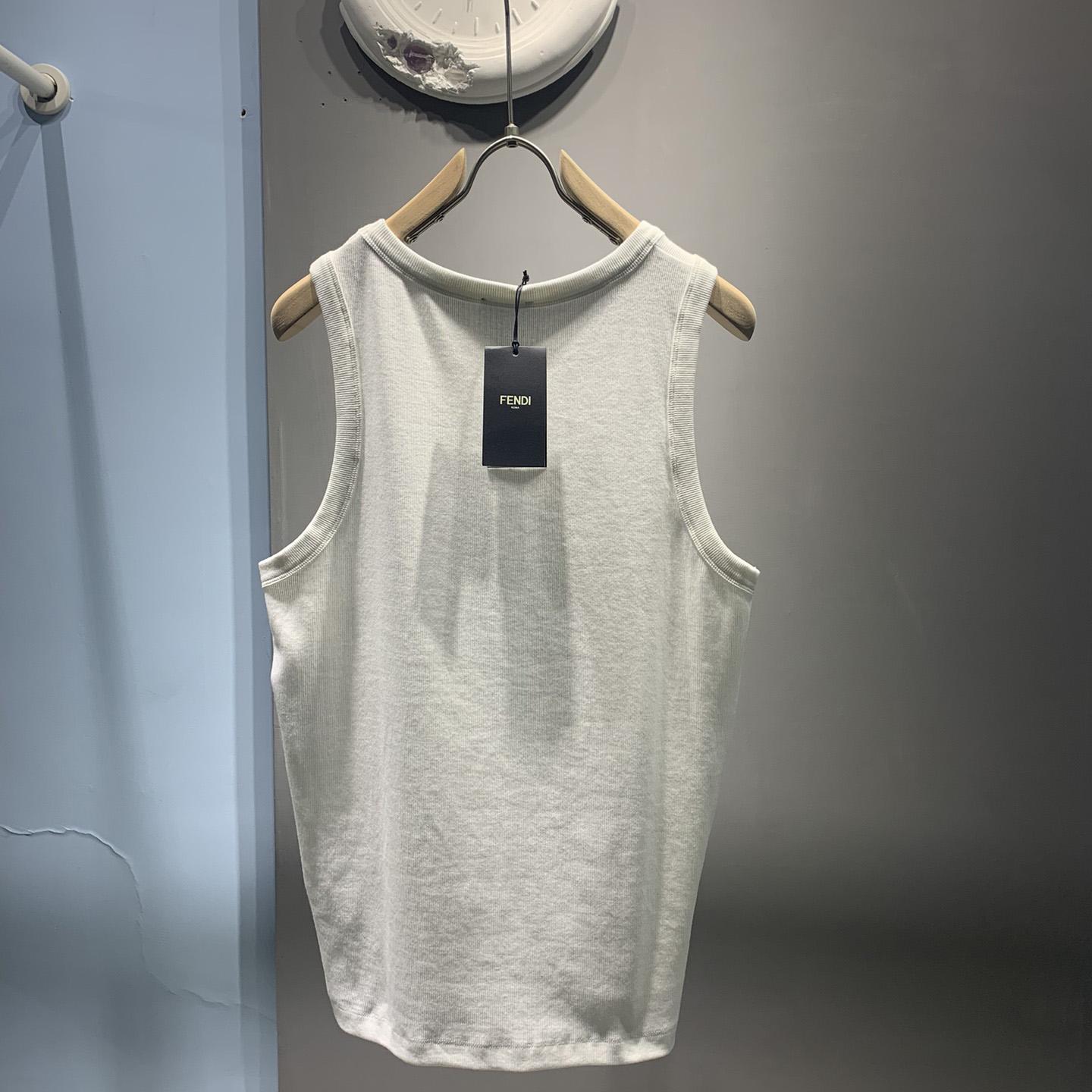 Fendi White Ff Logo Plaque Tank Top - everydesigner