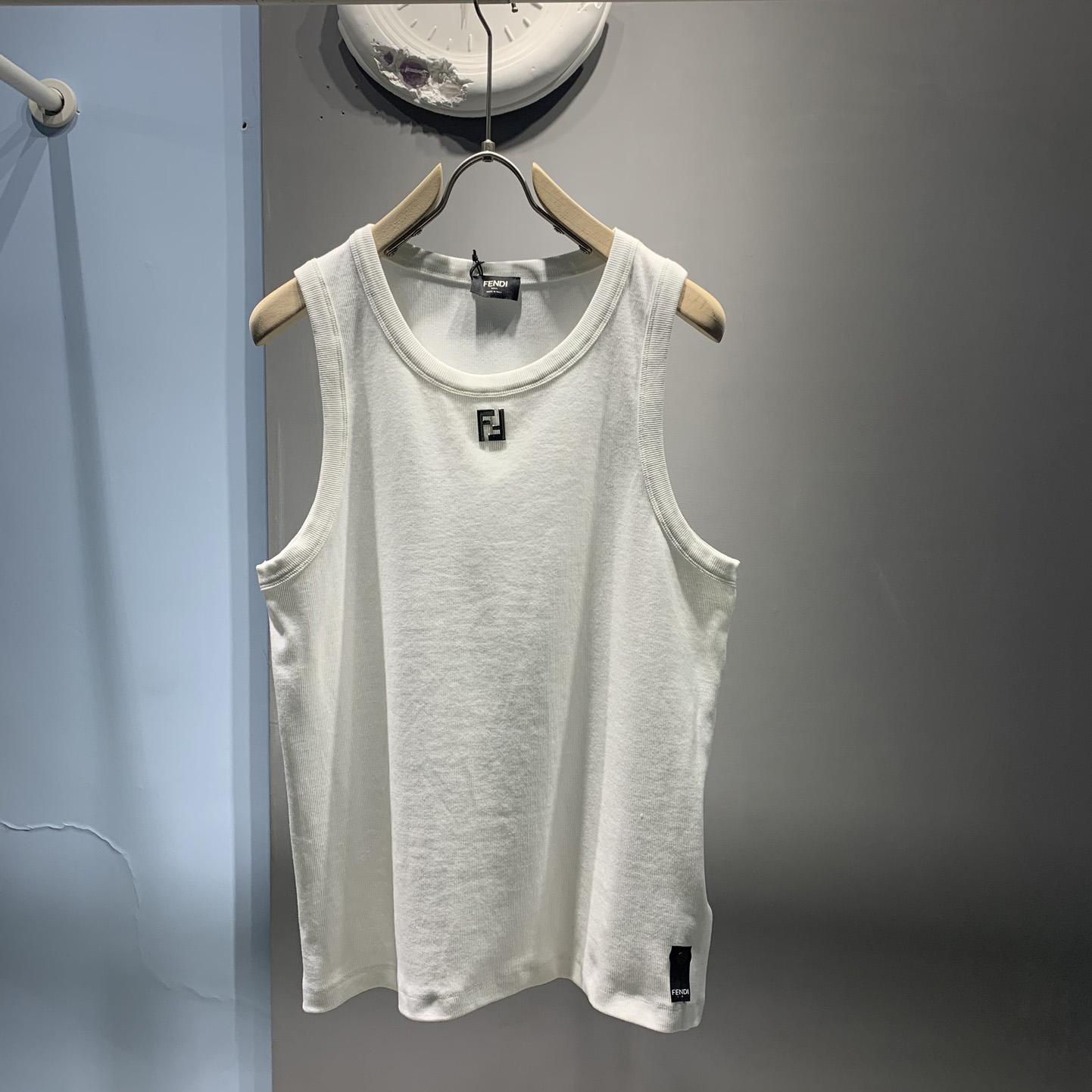 Fendi White Ff Logo Plaque Tank Top - everydesigner