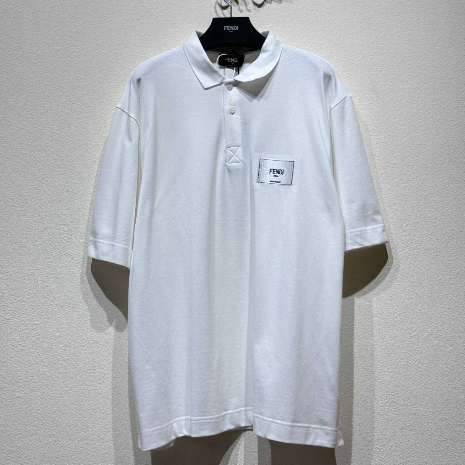 Fendi White Cotton Polo Shirt - everydesigner