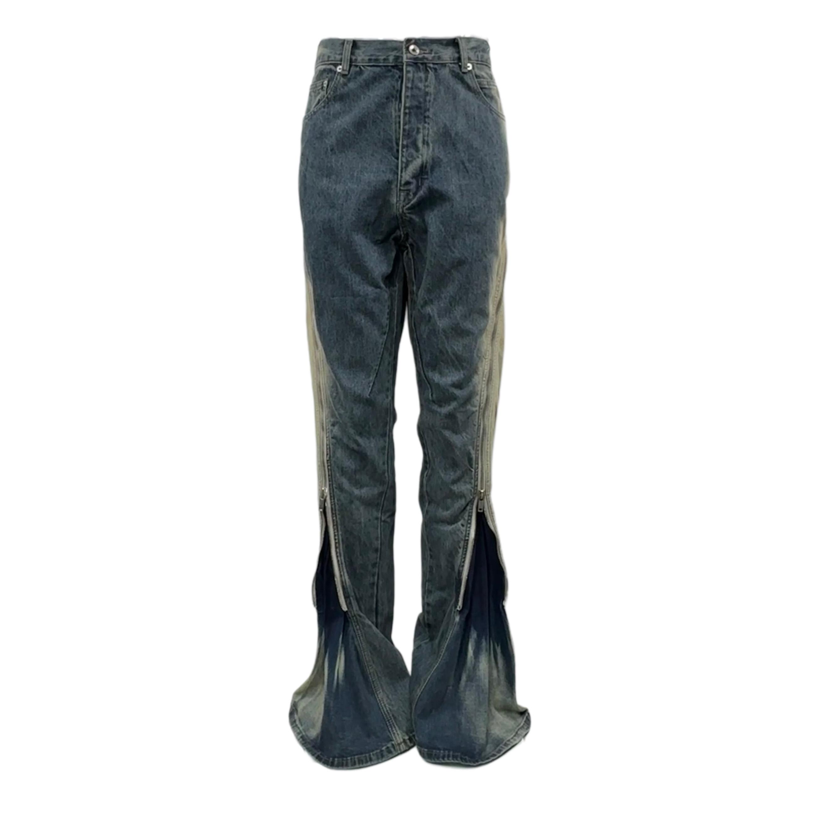 Rick Owens Blue Bolan Banana Straight-leg Flared Zip-embellished Jeans - everydesigner