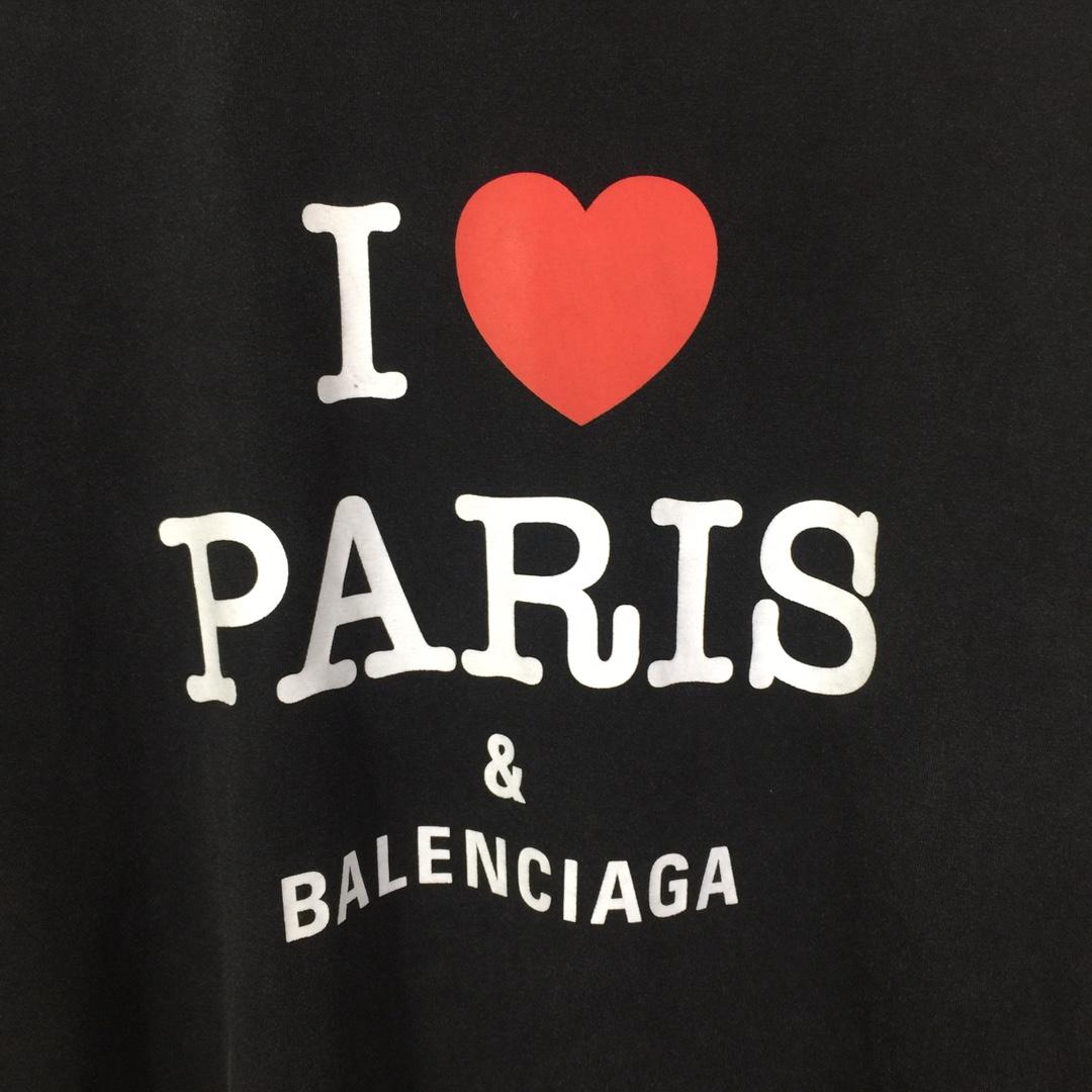 Balenciaga I Love Paris & Balenciaga T-Shirt Medium Fit In Black Faded - everydesigner