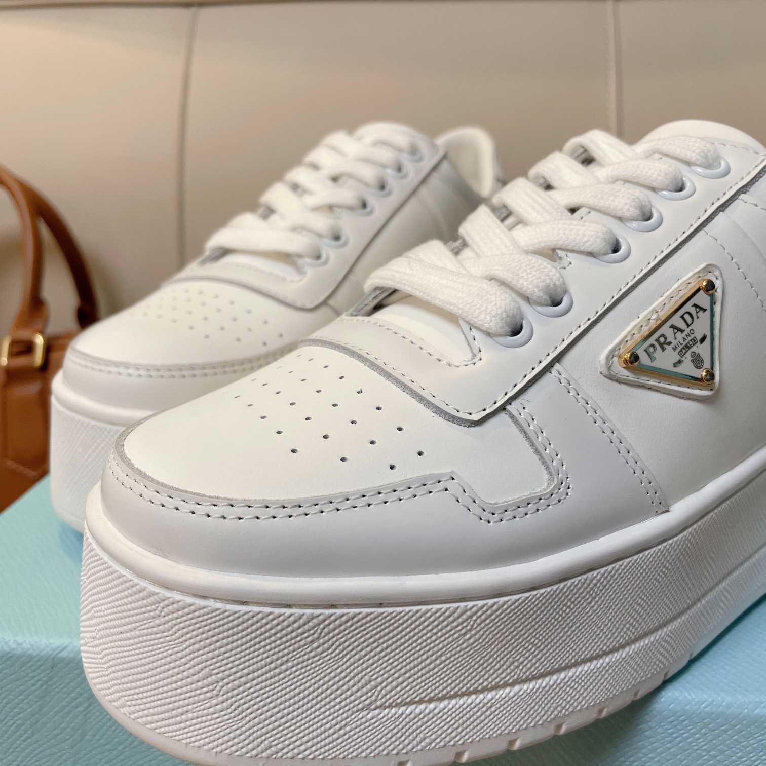 Prada Downtown Bold Leather Sneakers - everydesigner