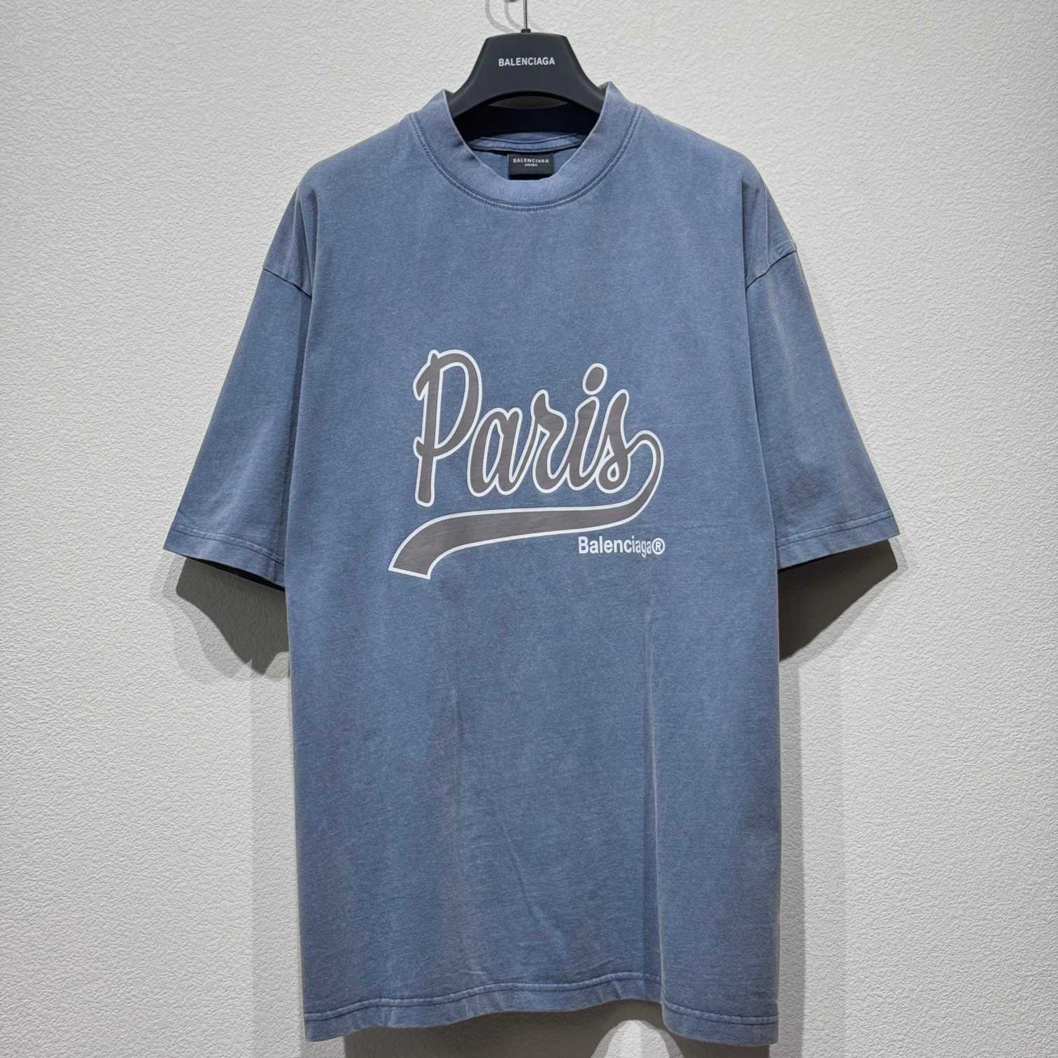 Balenciaga Enjoy Paris T-Shirt Oversized In Faded Blue - everydesigner