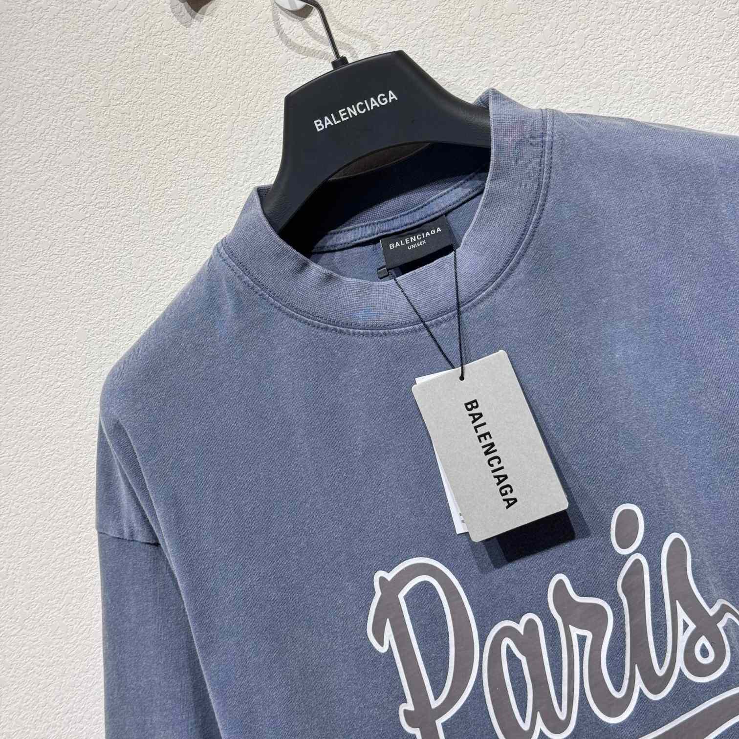 Balenciaga Enjoy Paris T-Shirt Oversized In Faded Blue - everydesigner