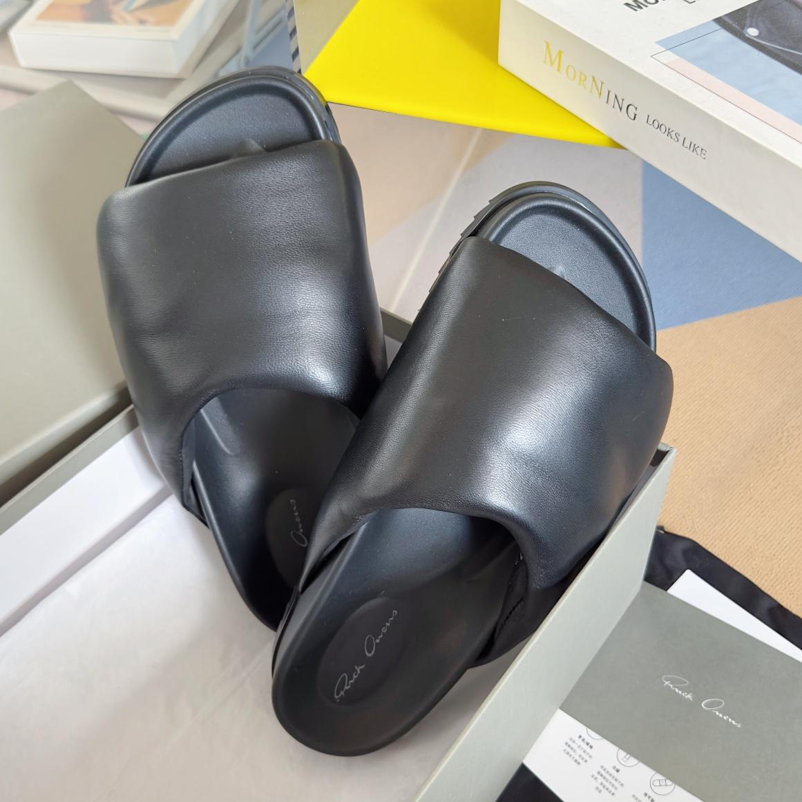 Rick Owens Puffer Slide In Black - everydesigner