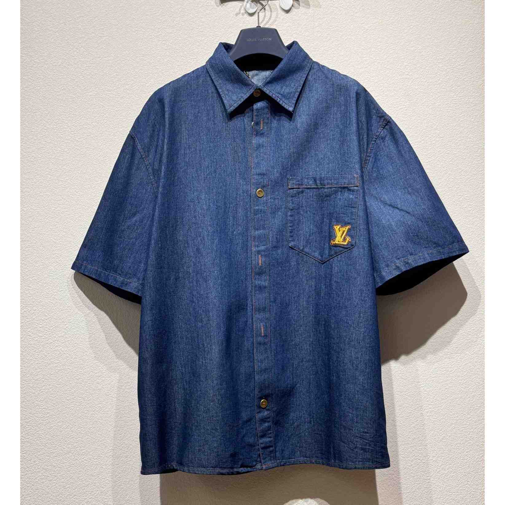 Louis Vuitton Short-Sleeved Cotton Chambray Shirt - everydesigner