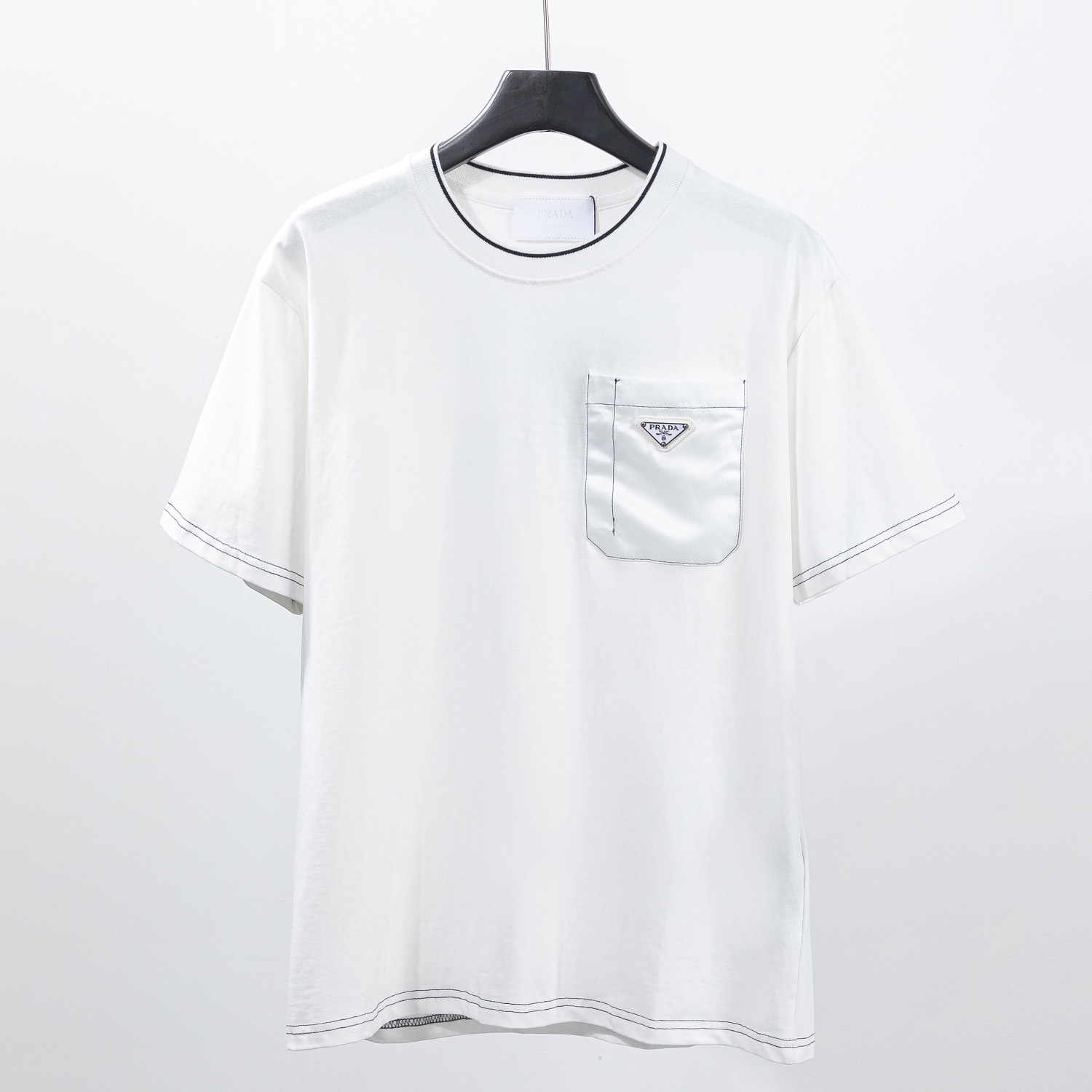 Prada Cotton T-shirt With Nylon Pocket - everydesigner