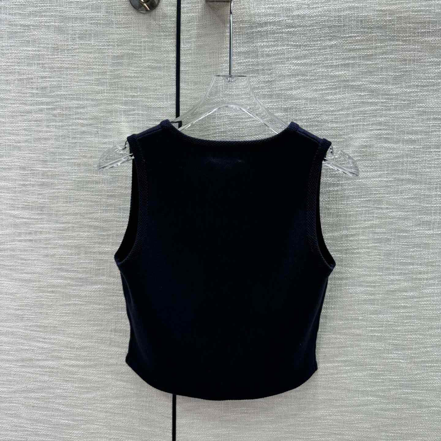 Celine Cropped Vest In Wool Dark Navy - everydesigner