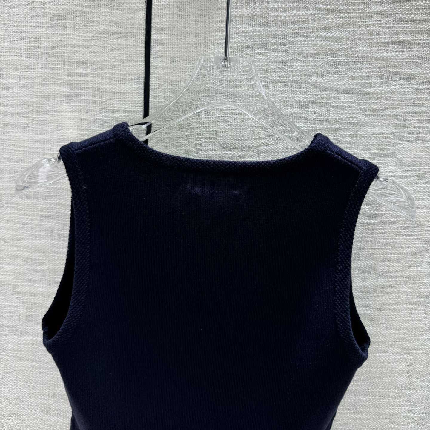 Celine Cropped Vest In Wool Dark Navy - everydesigner