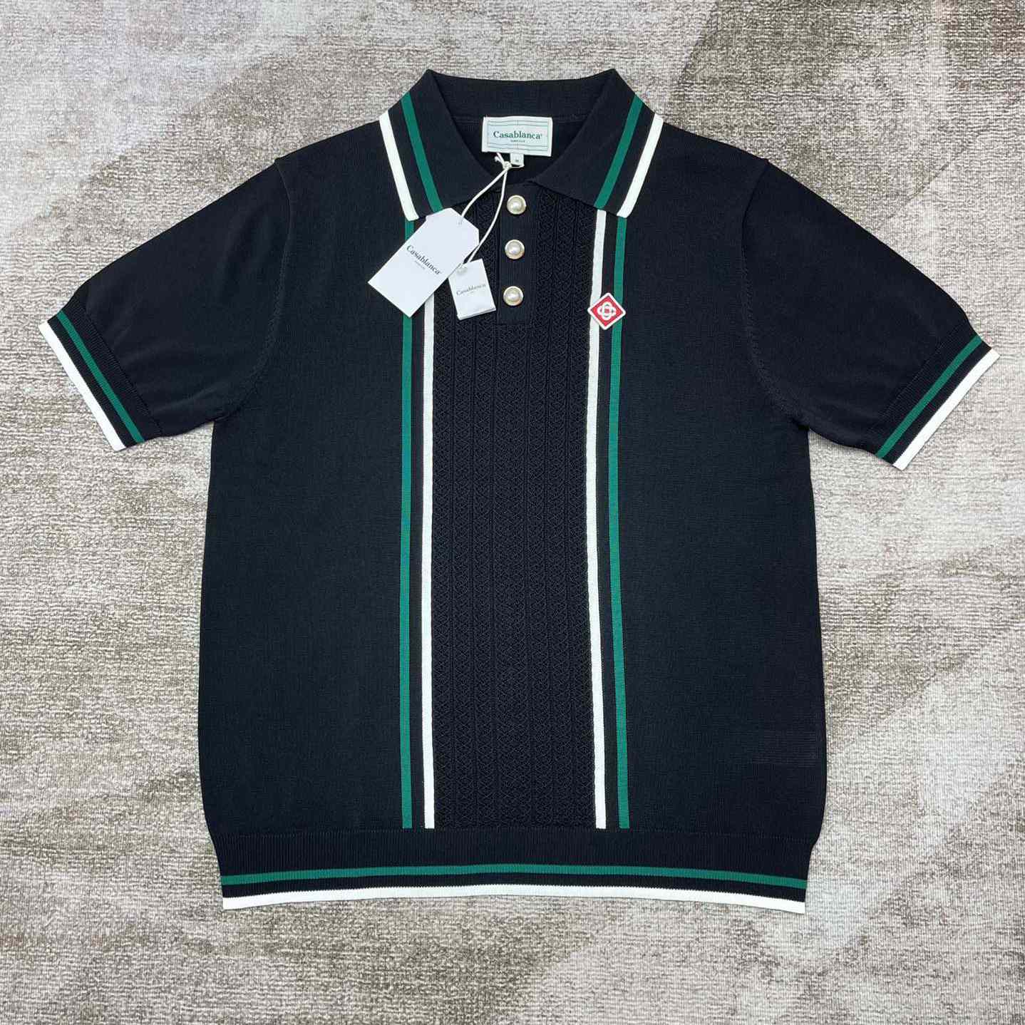 Casablanca Tennis Club Ribbed-knit Polo Shirt   D0044 - everydesigner