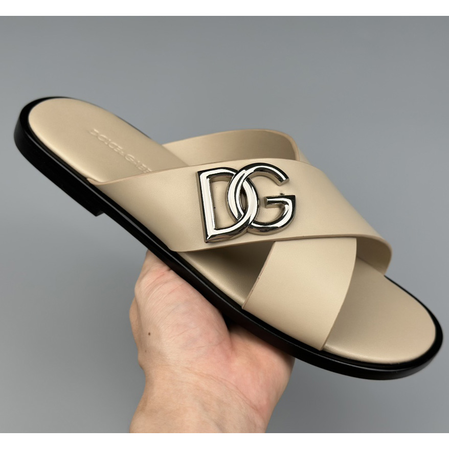 Dolce & Gabbana Logo-plaque Cross-over Leather Sandals - everydesigner