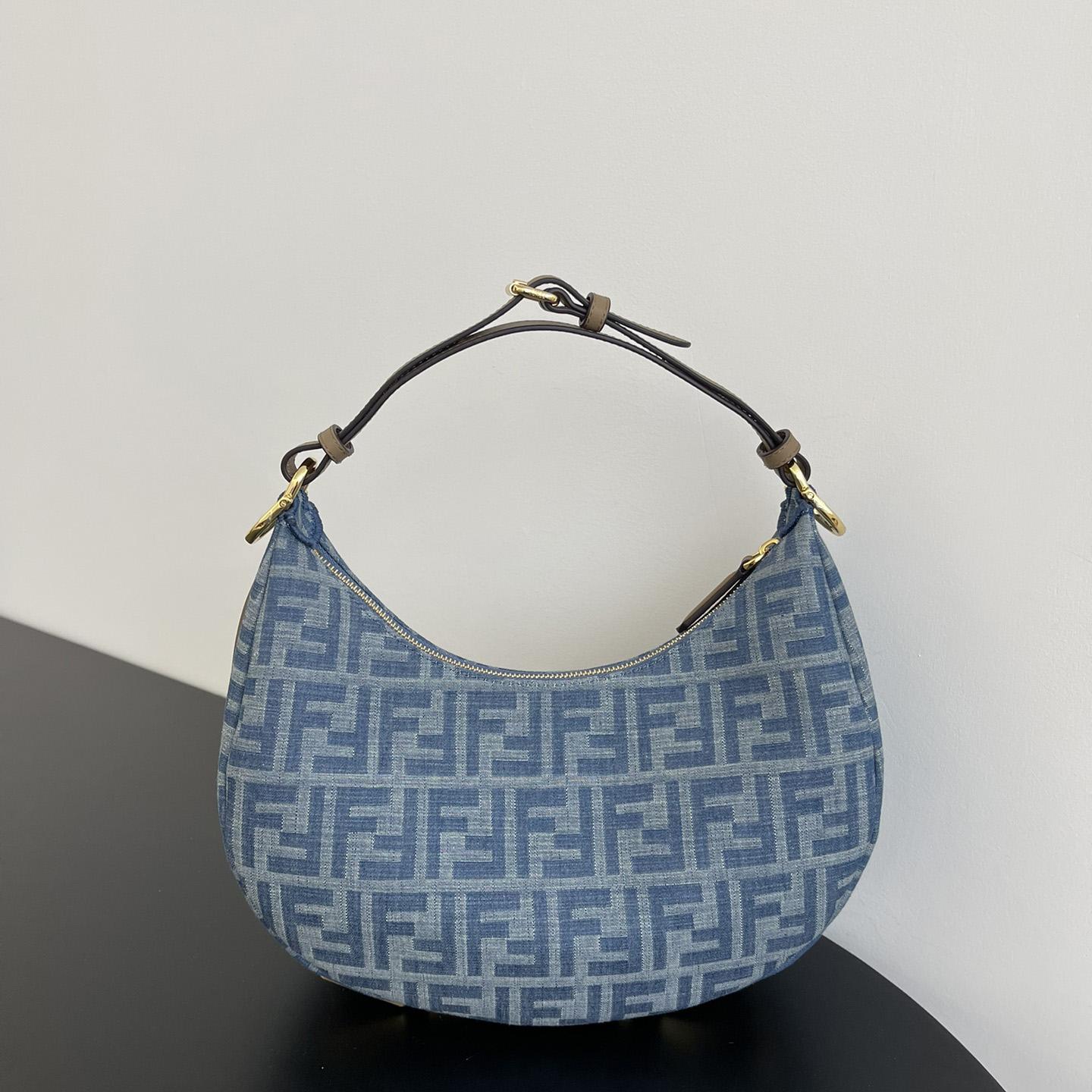 Fendi Fendigraphy Small Light Blue FF Denim Fabric Bag - everydesigner