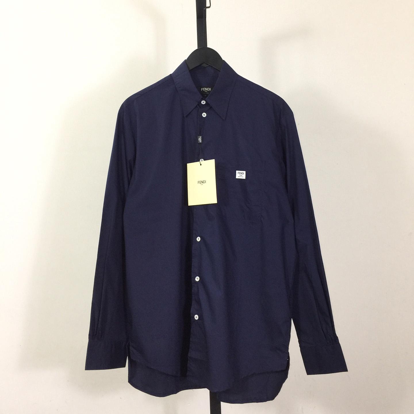 Fendi Dark Blue Poplin Shirt - everydesigner