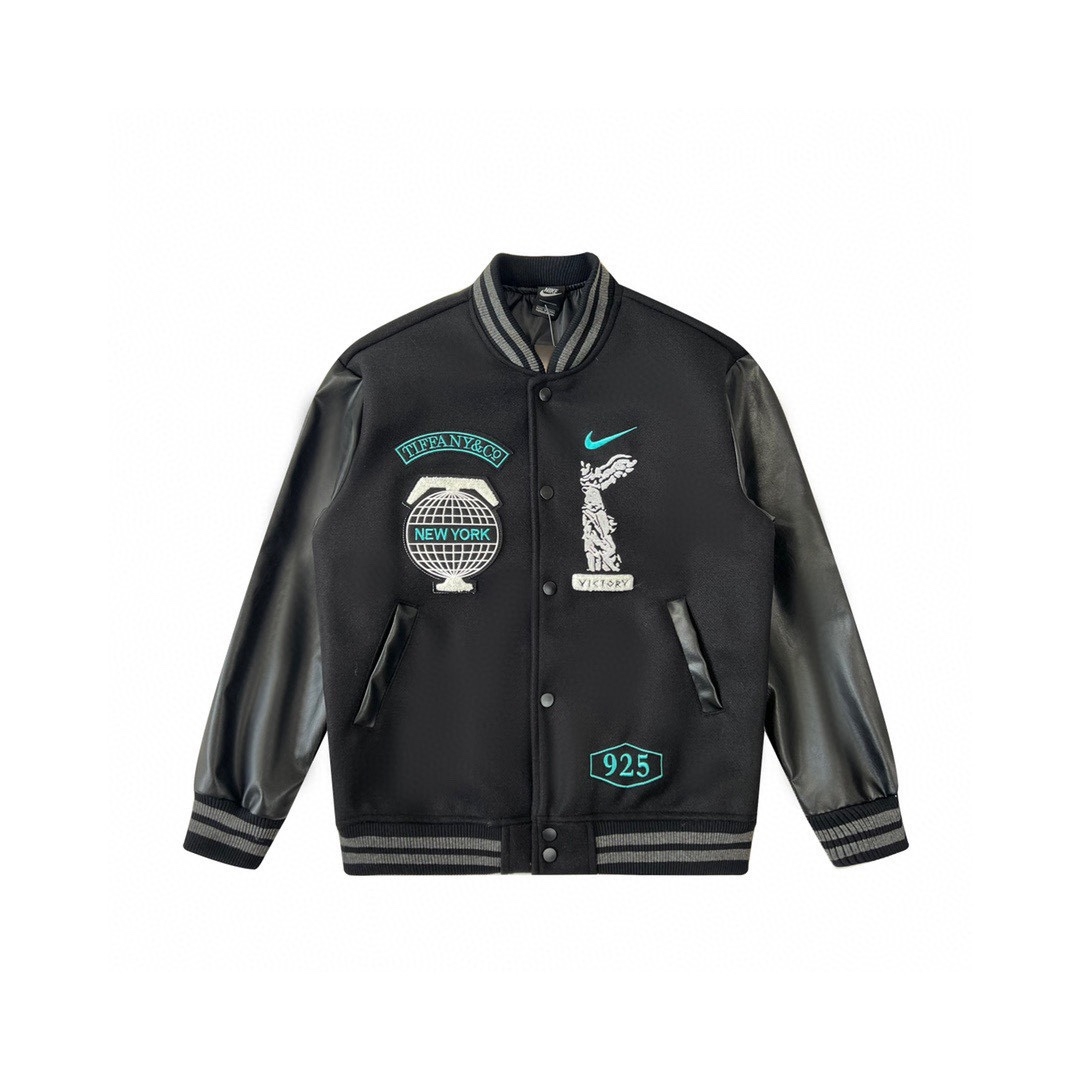 Tiffany And Co Nike Black Varsity Bomber Jacket - everydesigner