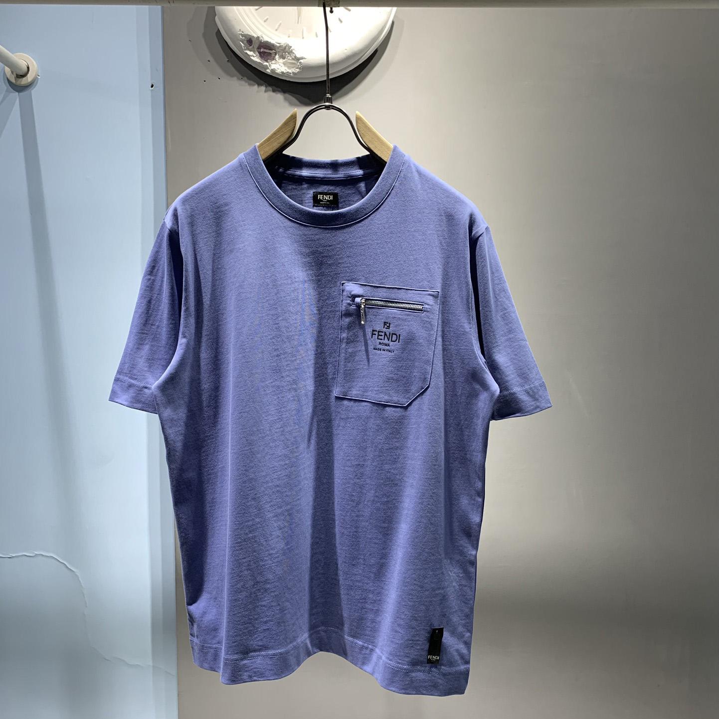 Fendi Blue Cotton T-shirt - everydesigner