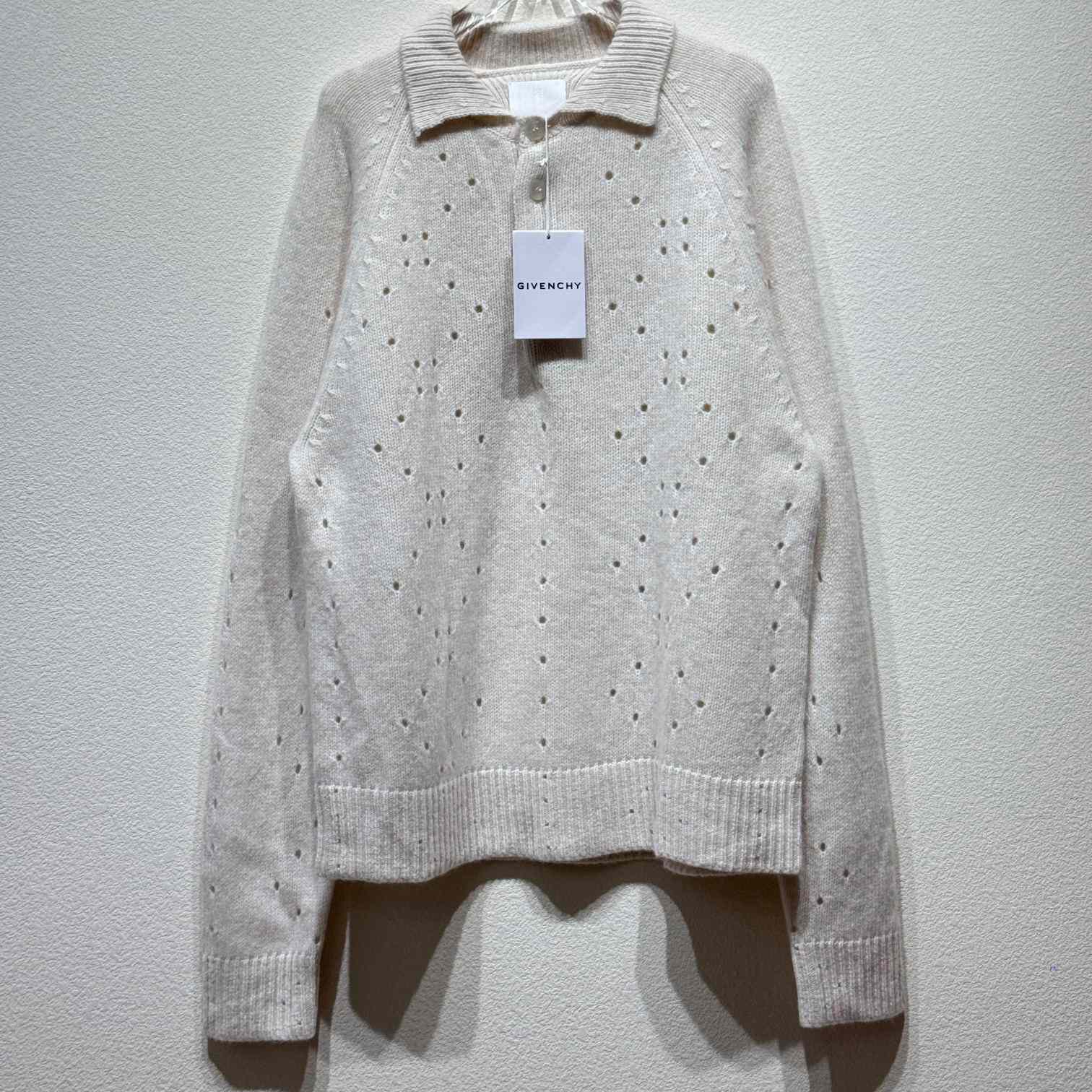 Givenchy Beige Lacy Sweater With A Collar - everydesigner