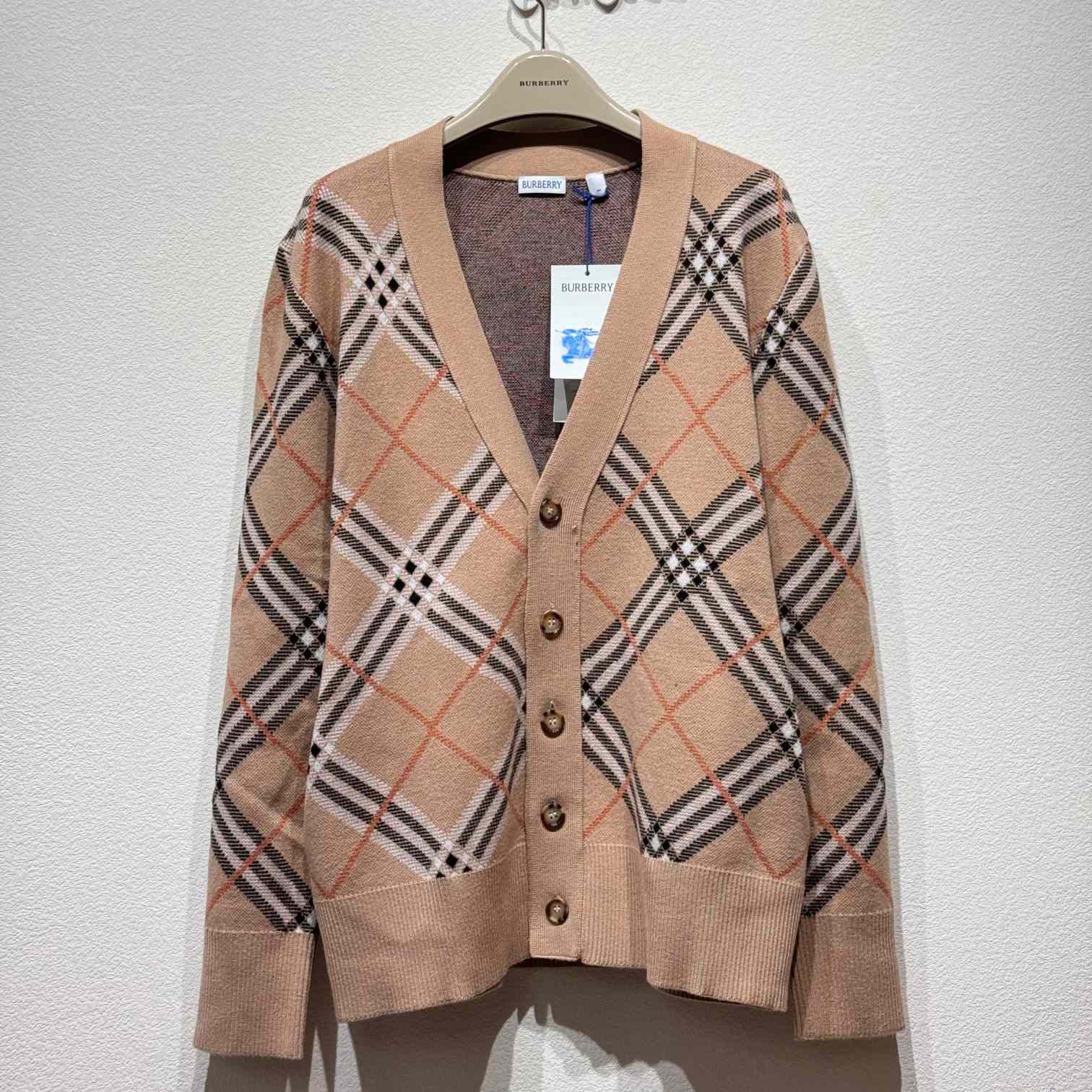 Burberry Check Wool Mohair Blend Cardigan   - everydesigner