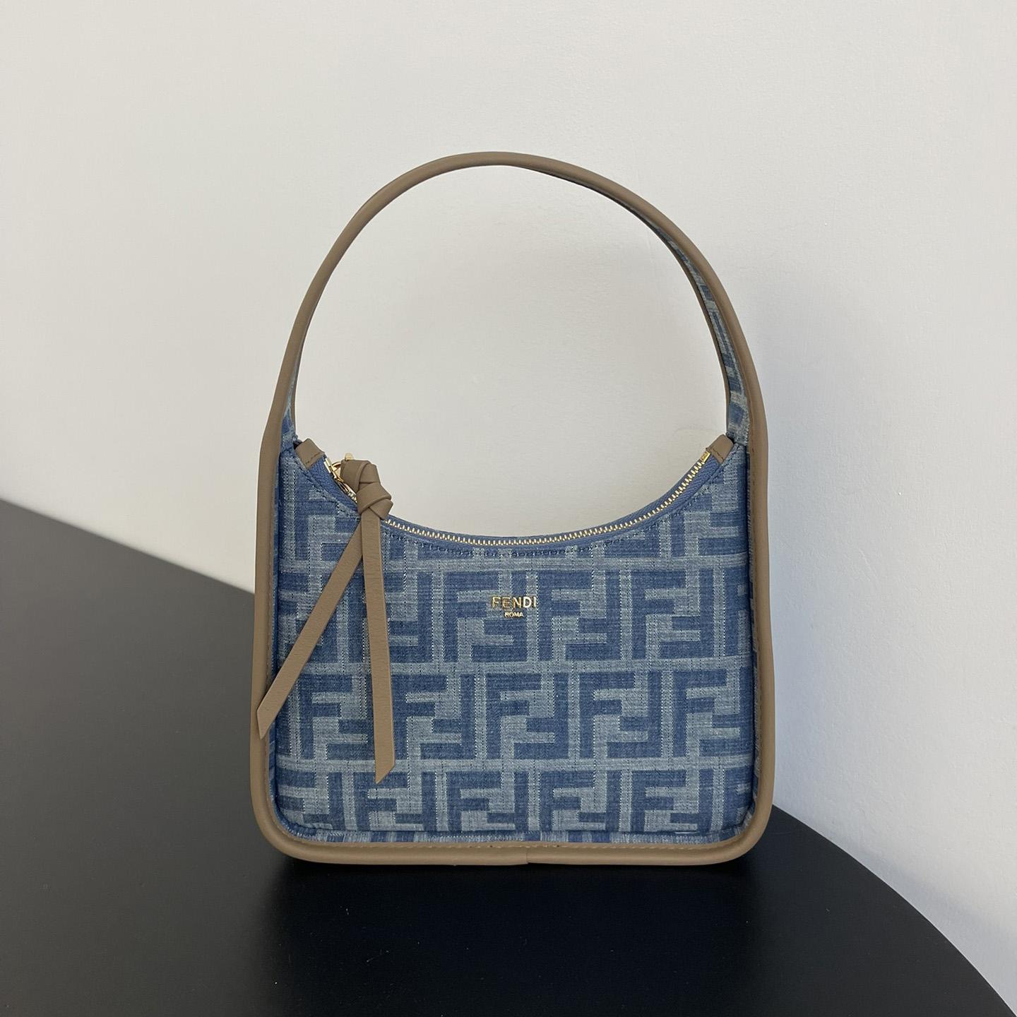 Fendi Mini Fendessence Light Blue FF Denim Fabric Mini Bag - everydesigner