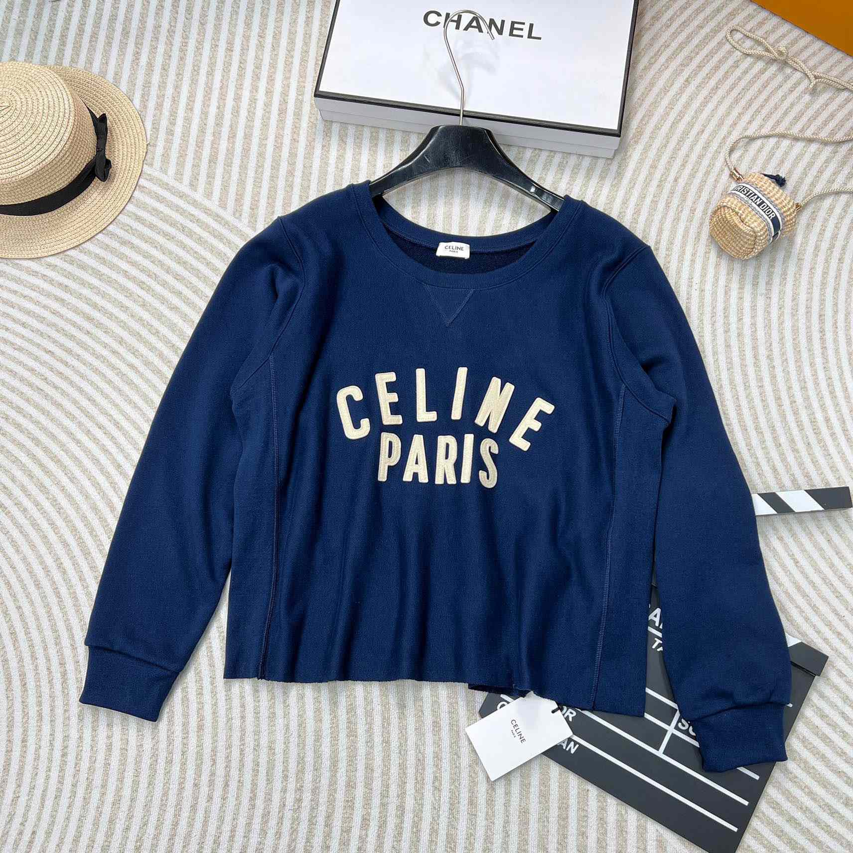 Celine Paris Loose Sweatshirt In Cotton Fleece - everydesigner