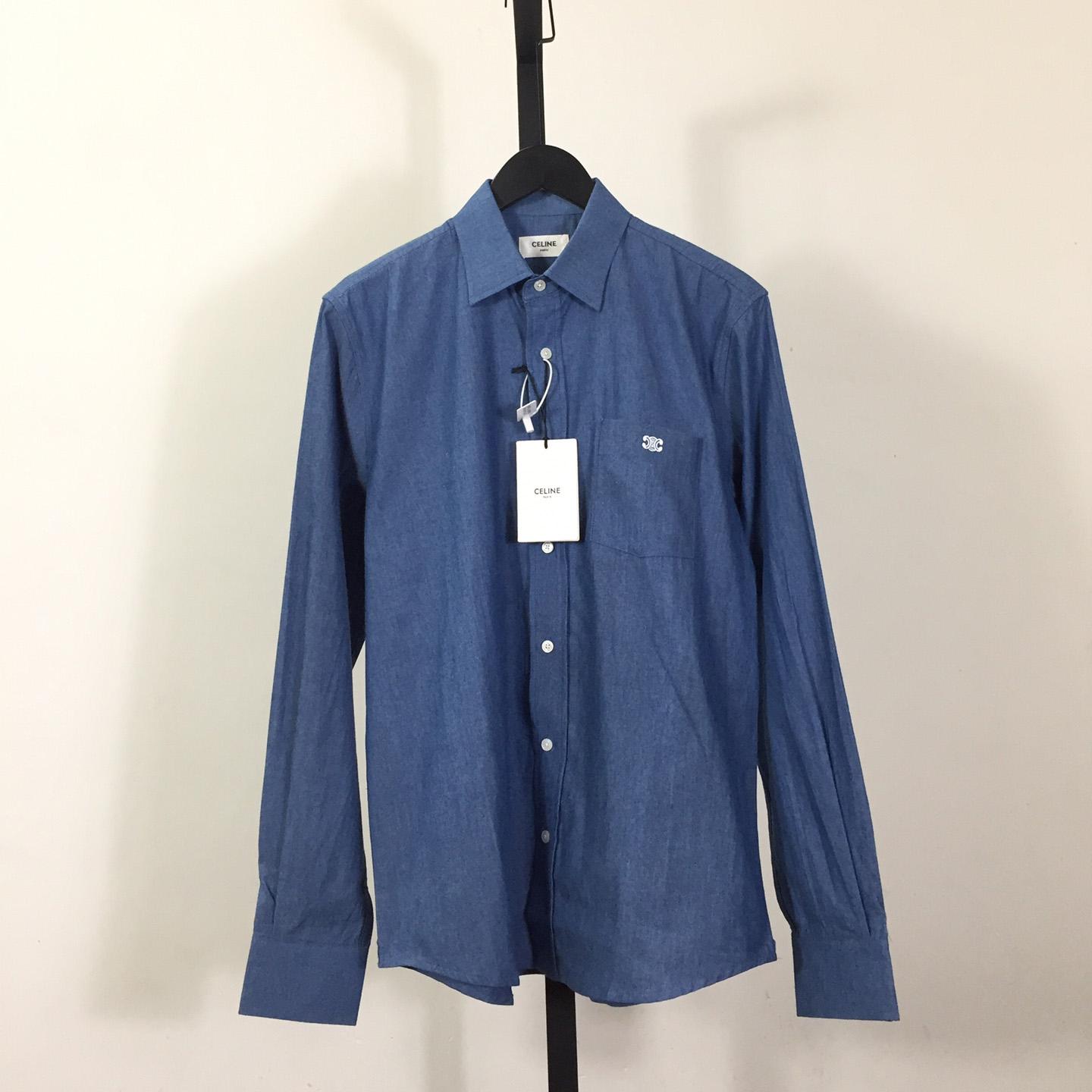 Celine Triomphe Cotton-Chambray Shirt - everydesigner