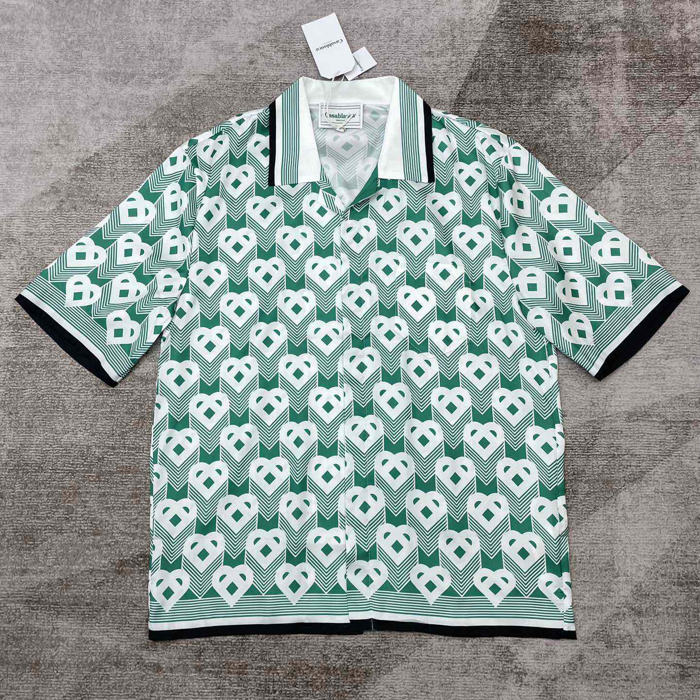 Casablanca Cuban Collar Short-Sleeve Shirt 'Heart Monogram Sport'   CA3482 - everydesigner