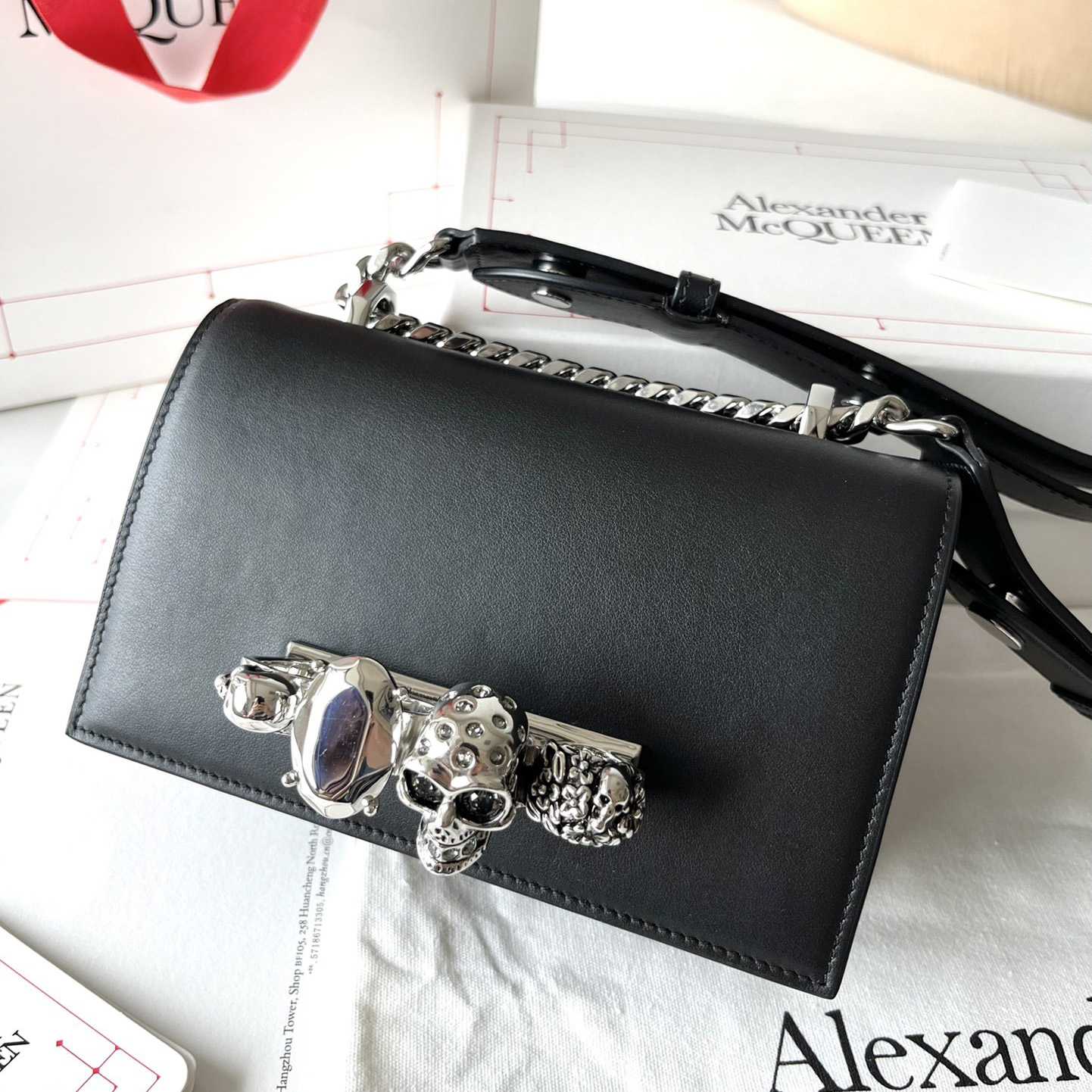 Alexander McQueen The Biker Mini Jewelled Satchel 'Black' (18*12*6cm) - everydesigner