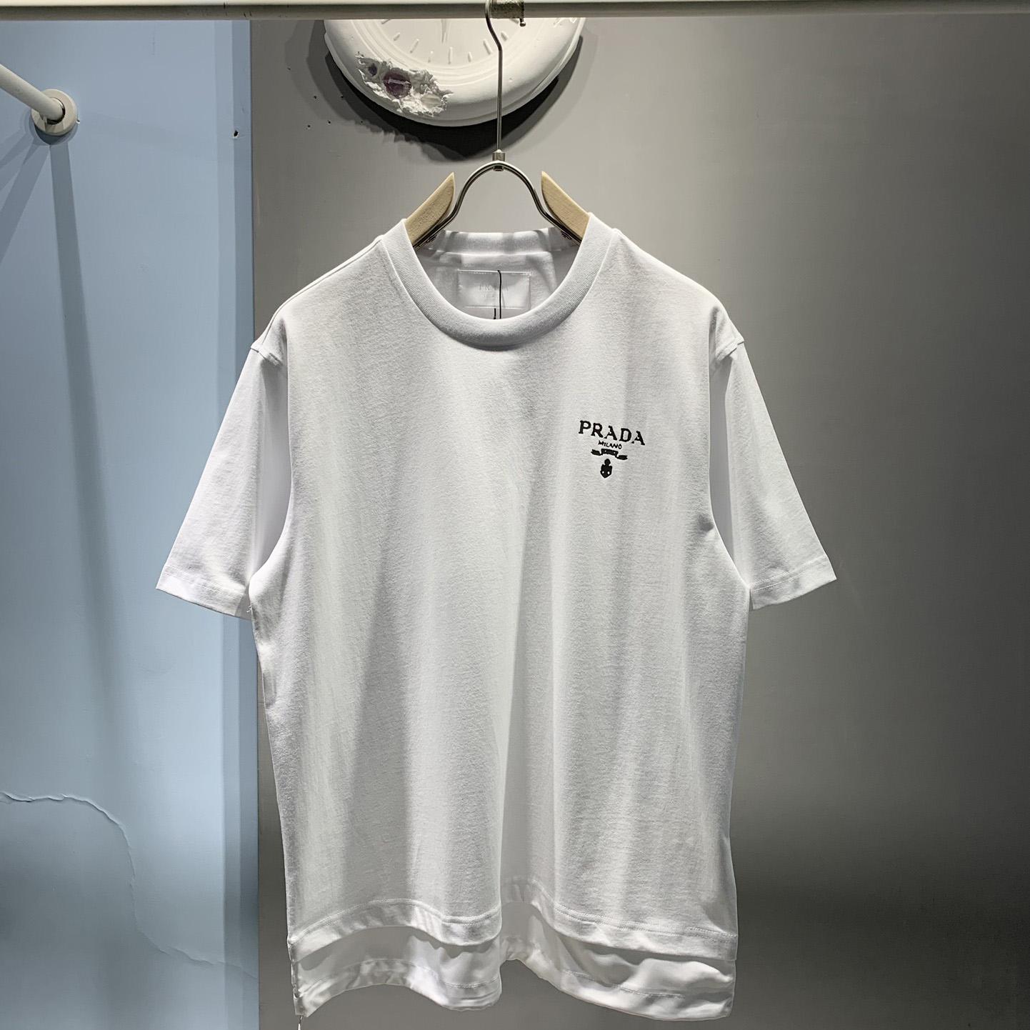 Prada Cotton T-Shirt With Re-Nylon Details - everydesigner