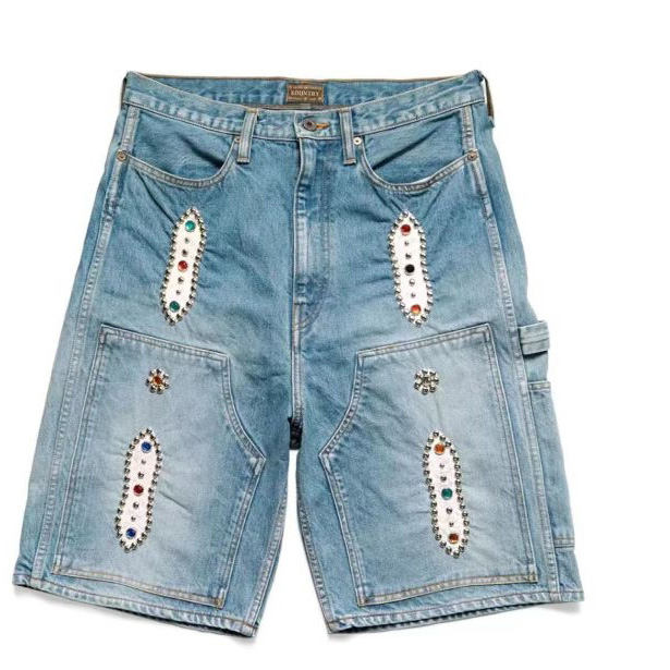 Kapital Studded Gem Denim Shorts - everydesigner