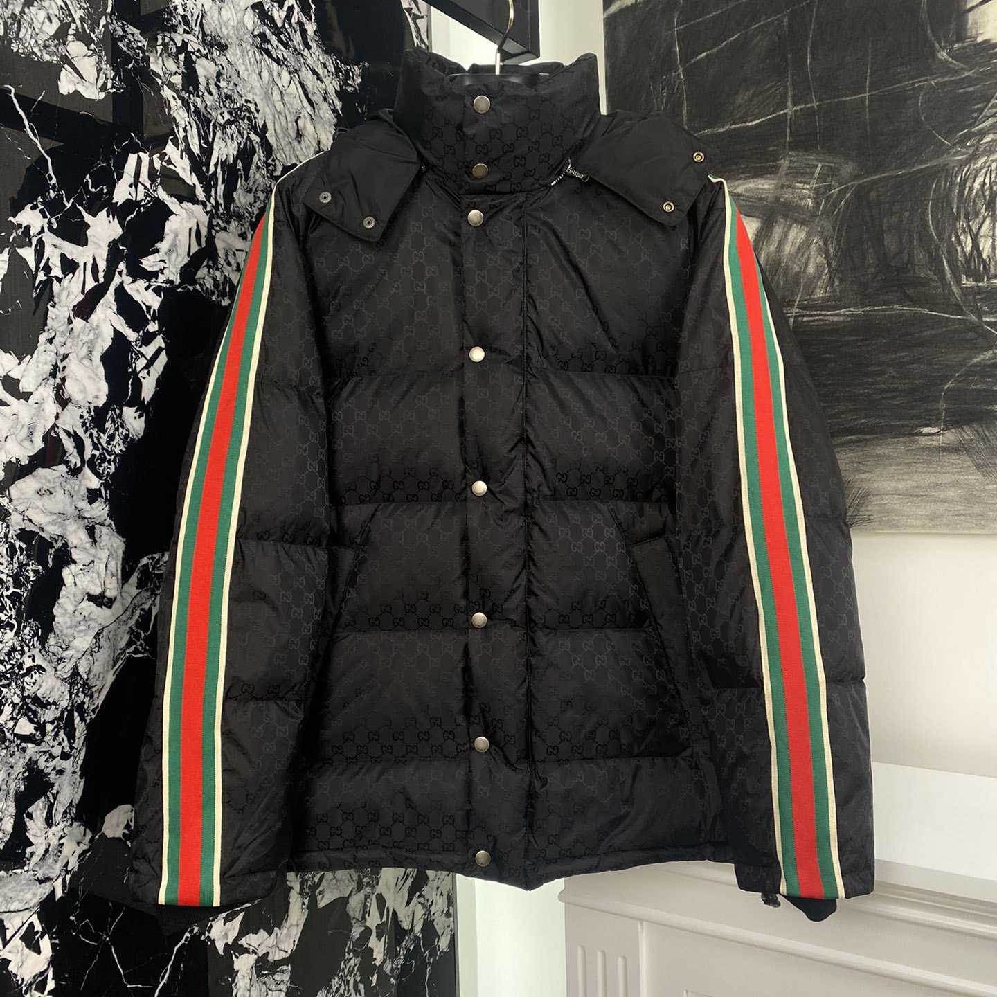 Gucci GG Nylon Jacquard Jacket With Web - everydesigner