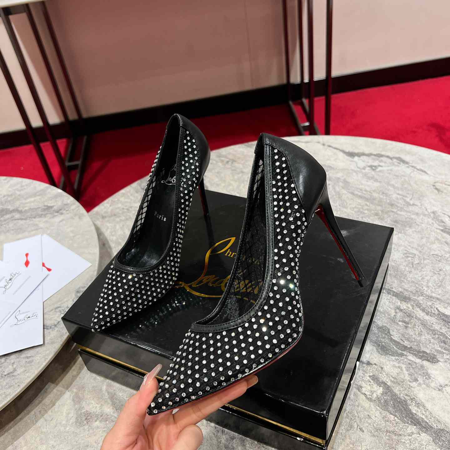 Christian Louboutin Apostropha Mesh Stras  80 mm - everydesigner