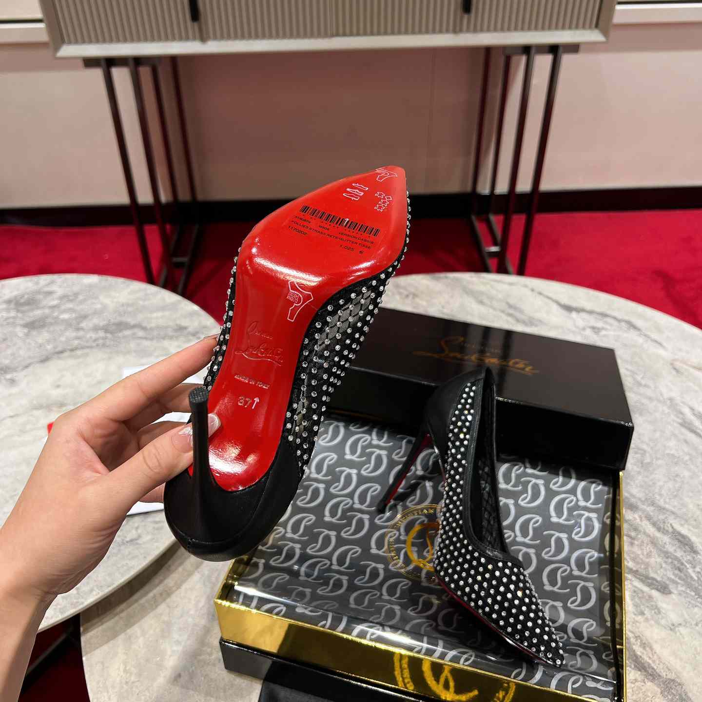 Christian Louboutin Apostropha Mesh Stras  80 mm - everydesigner