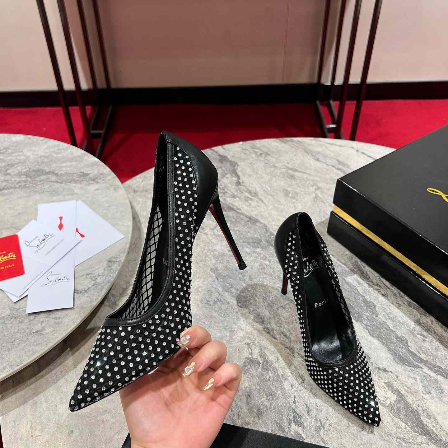 Christian Louboutin Apostropha Mesh Stras  80 mm - everydesigner