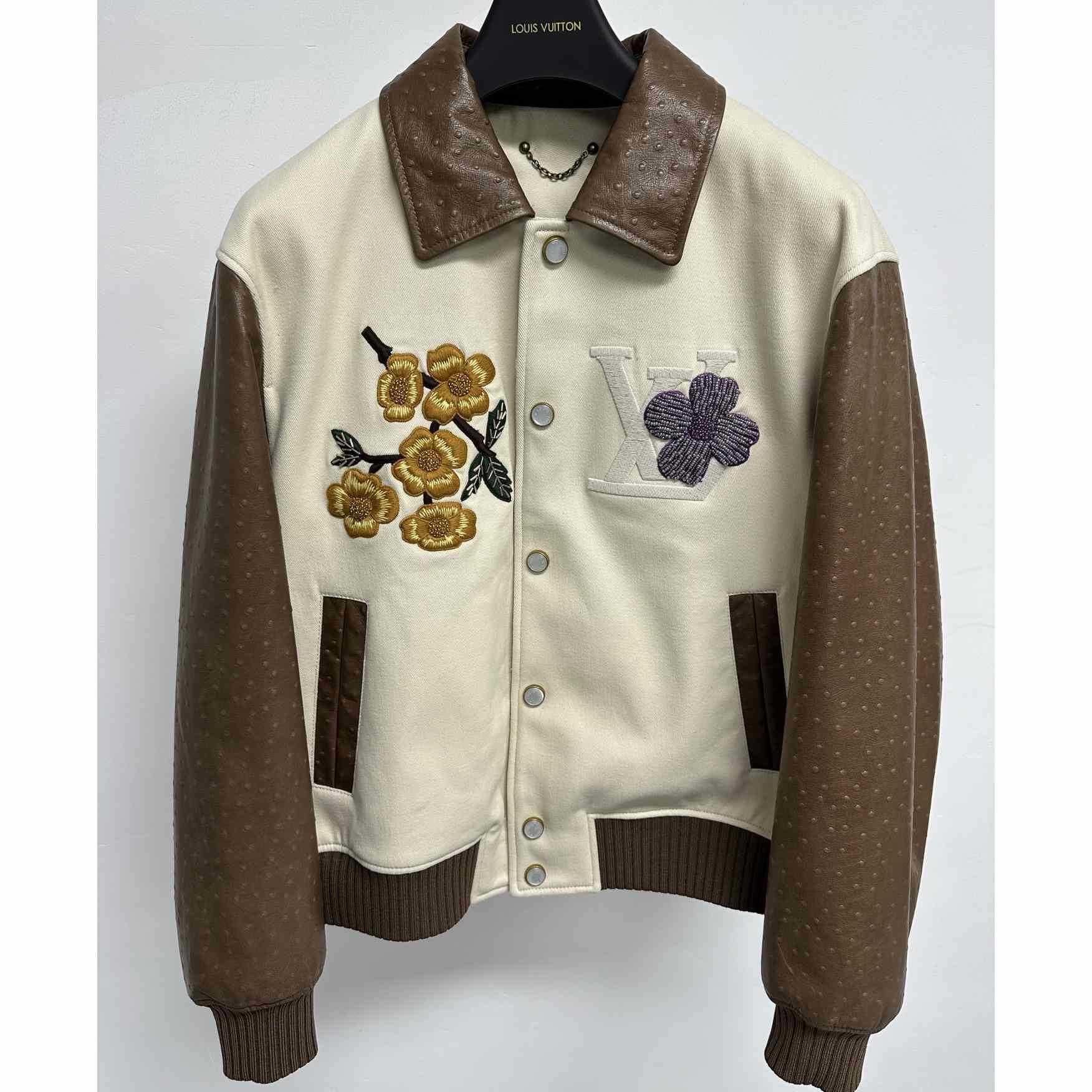 Louis Vuitton Embroidered Ostrich Varsity Jacket   1AFQLX - everydesigner