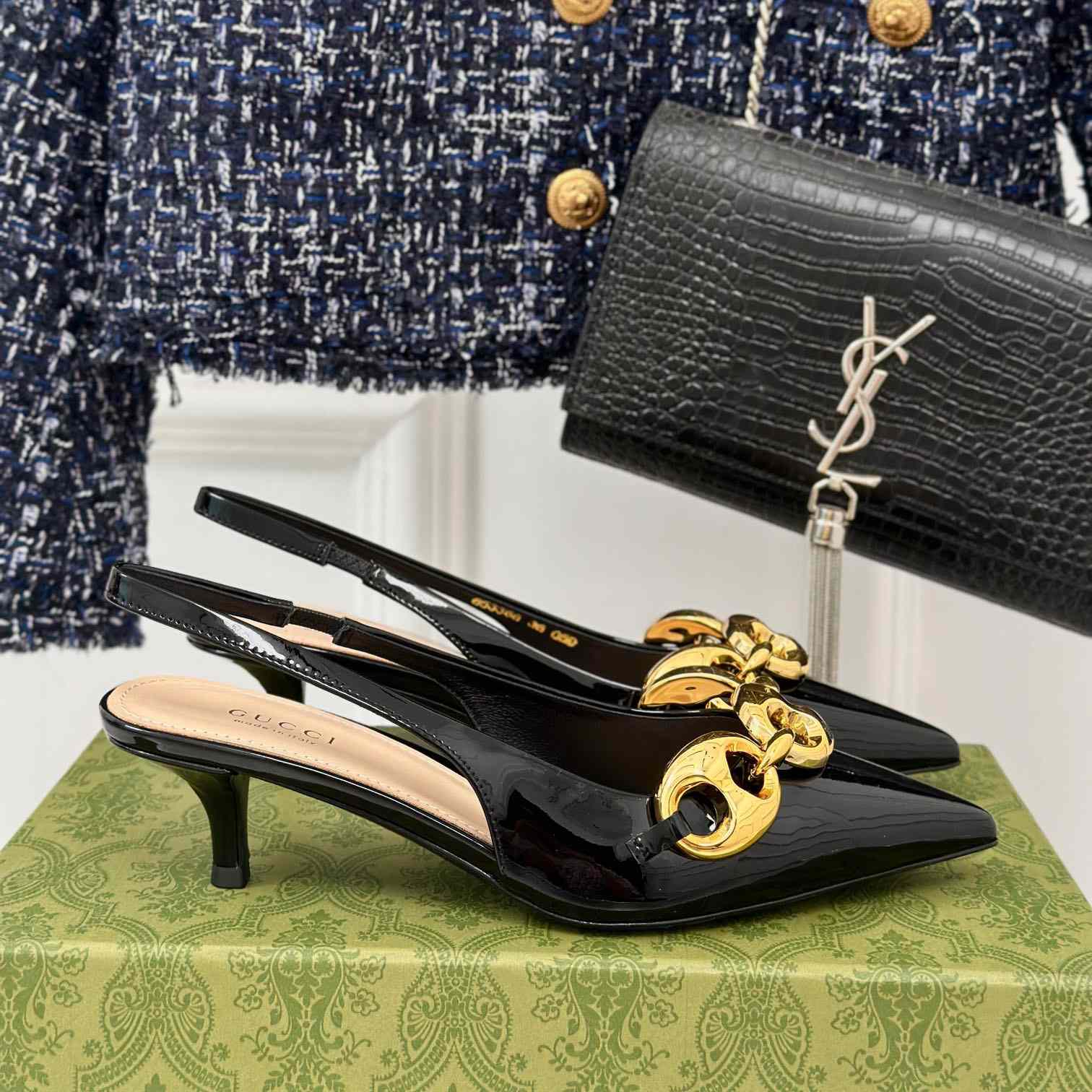 Gucci Women's Slingback With Marina Chain  - everydesigner