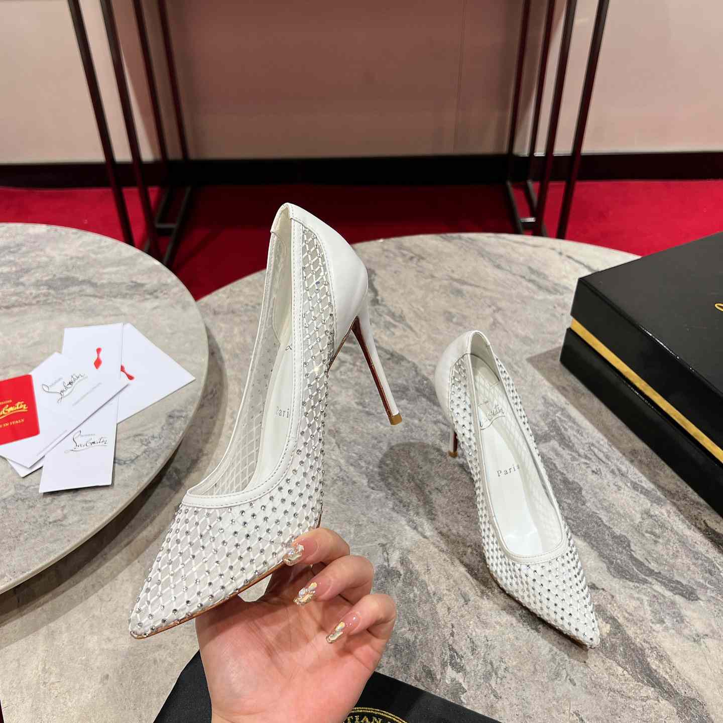 Christian Louboutin Apostropha Mesh Stras  80 mm - everydesigner